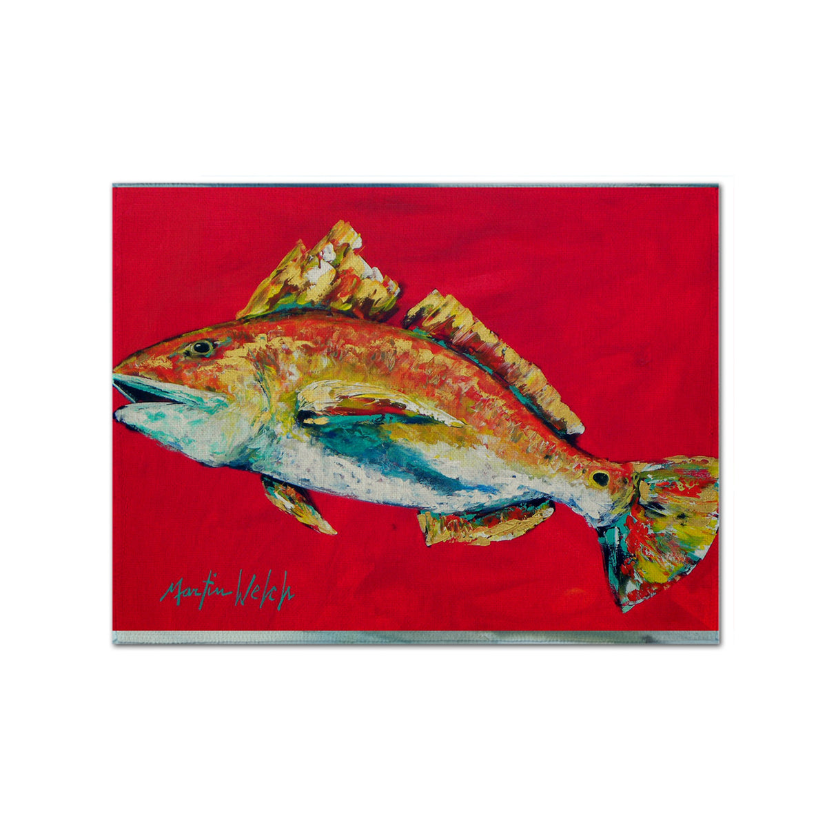 'Caroline'S Treasures Mw1103Plmt Fish-Red Fish Woo Hoo Fabric Placemat, Multicolor''