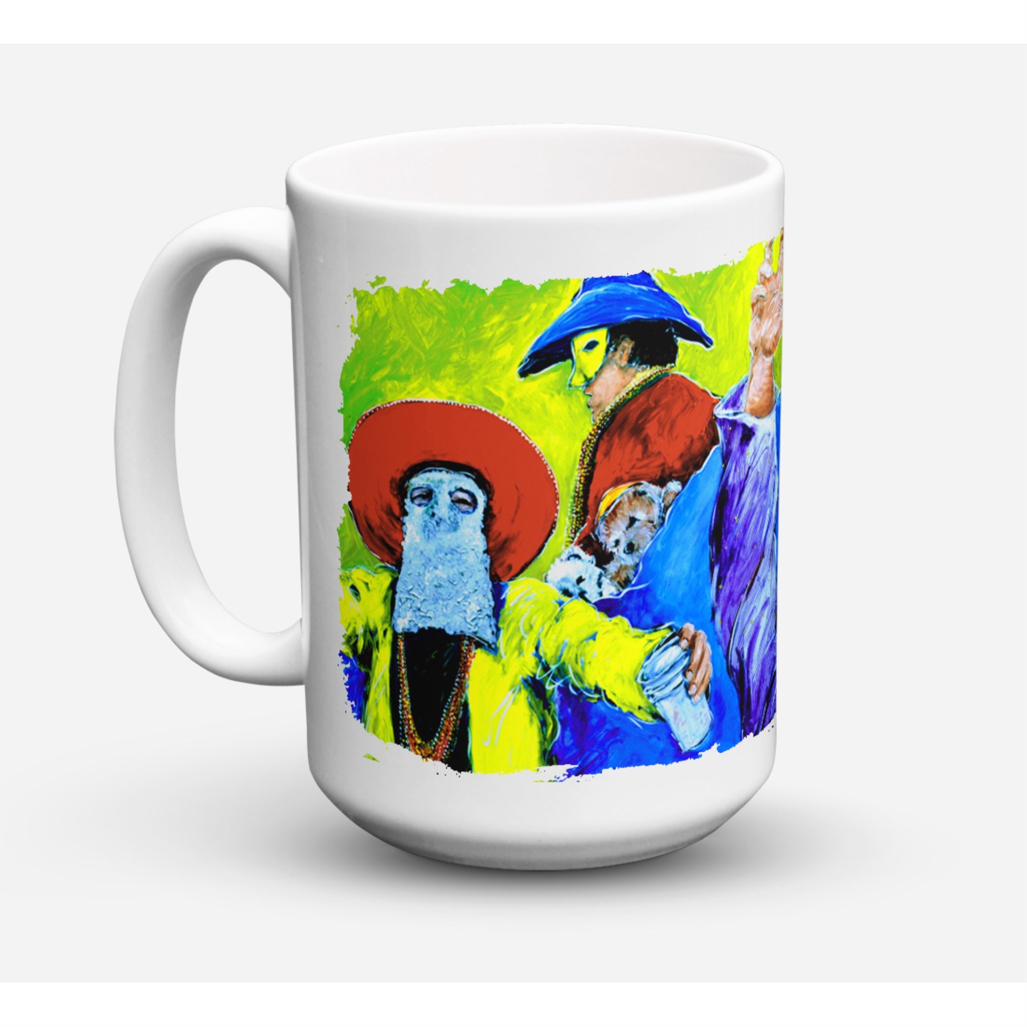 Carolines Treasures MW1107CM15 Mardi Gras Dishwasher Safe Microwavable Ceramic Coffee Mug 15 oz Multicolor