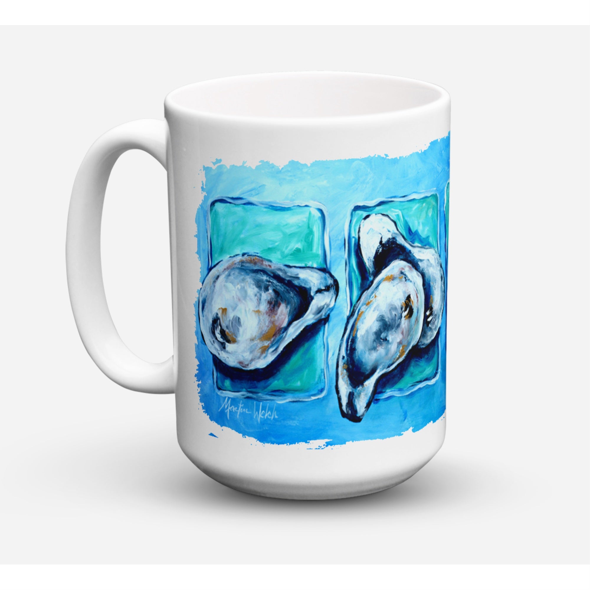 Carolines Treasures MW1110CM15 Oyster + Oyster = Oysters Microwavable Ceramic Coffee Mug 15 oz Multicolor