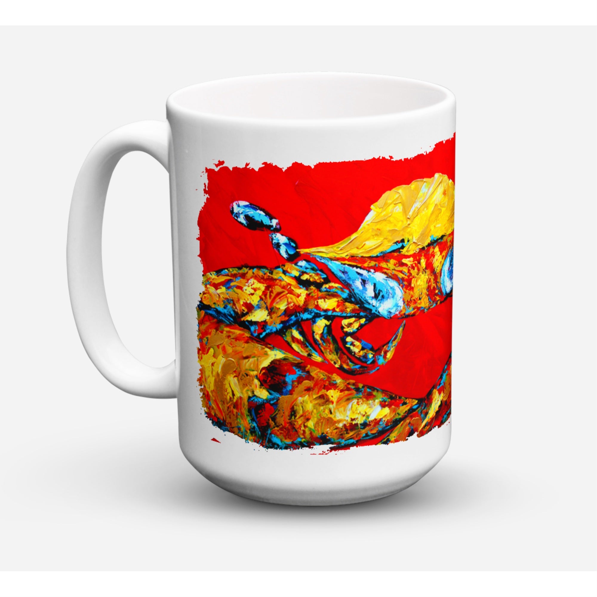 Carolines Treasures MW1115CM15 Crab Fat And Sassy Microwavable Ceramic Coffee Mug 15 oz Multicolor