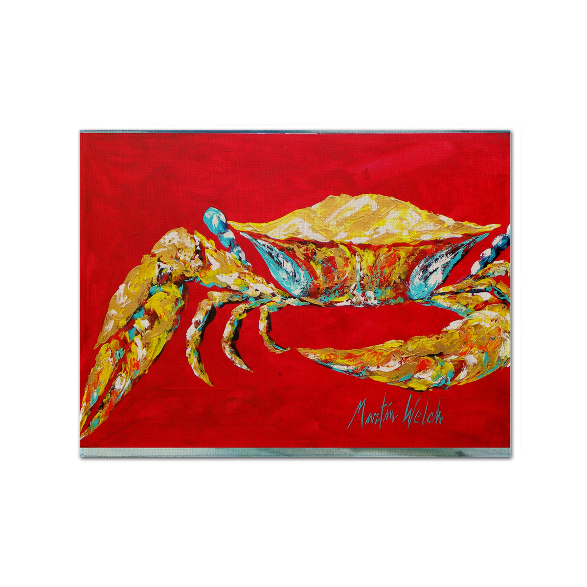 'Caroline'S Treasures Mw1116Plmt Crab Blue On Red Sr Fabric Placemat, Multicolor''