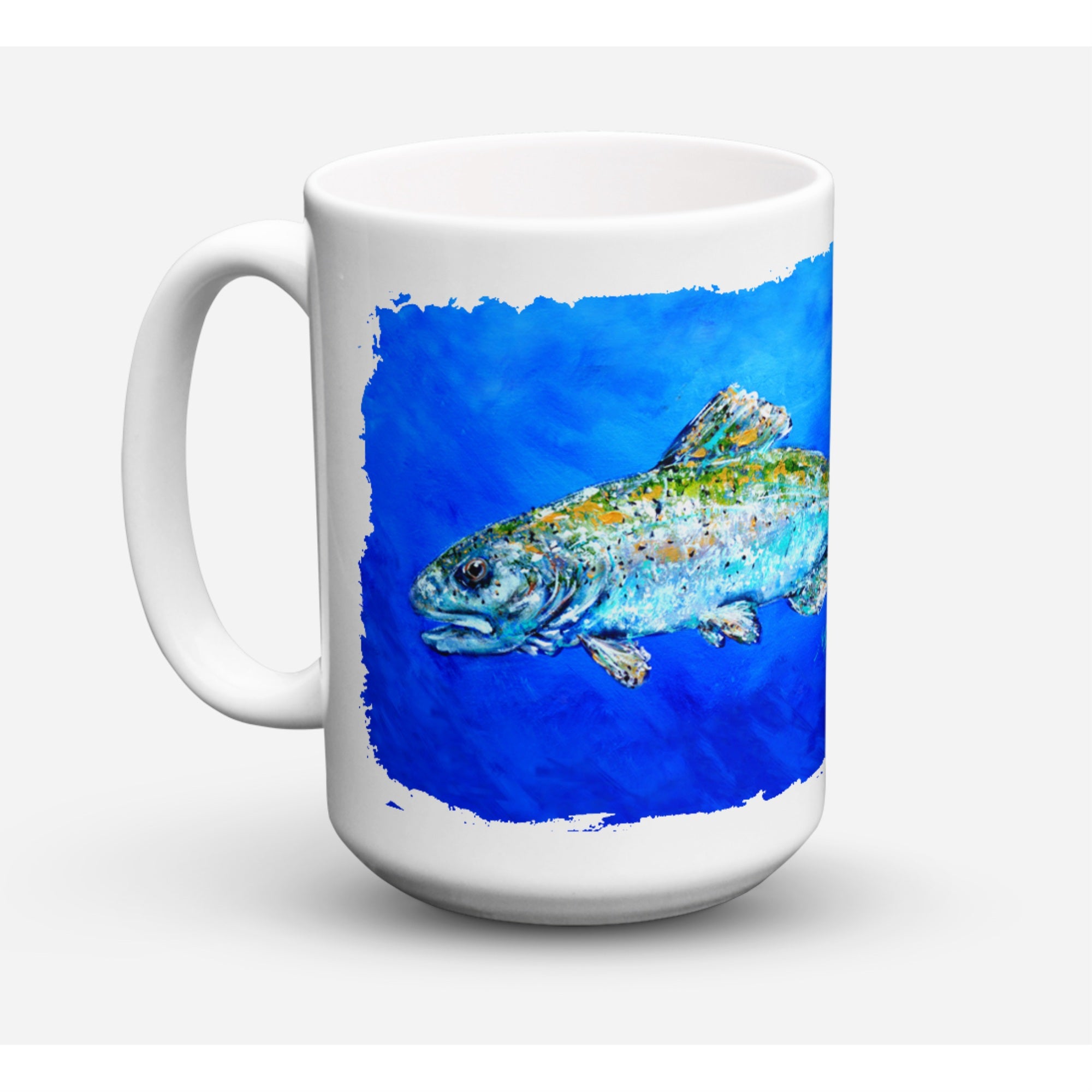 Carolines Treasures MW1124CM15 Fish Headed Downstream Microwavable Ceramic Coffee Mug 15 oz Multicolor