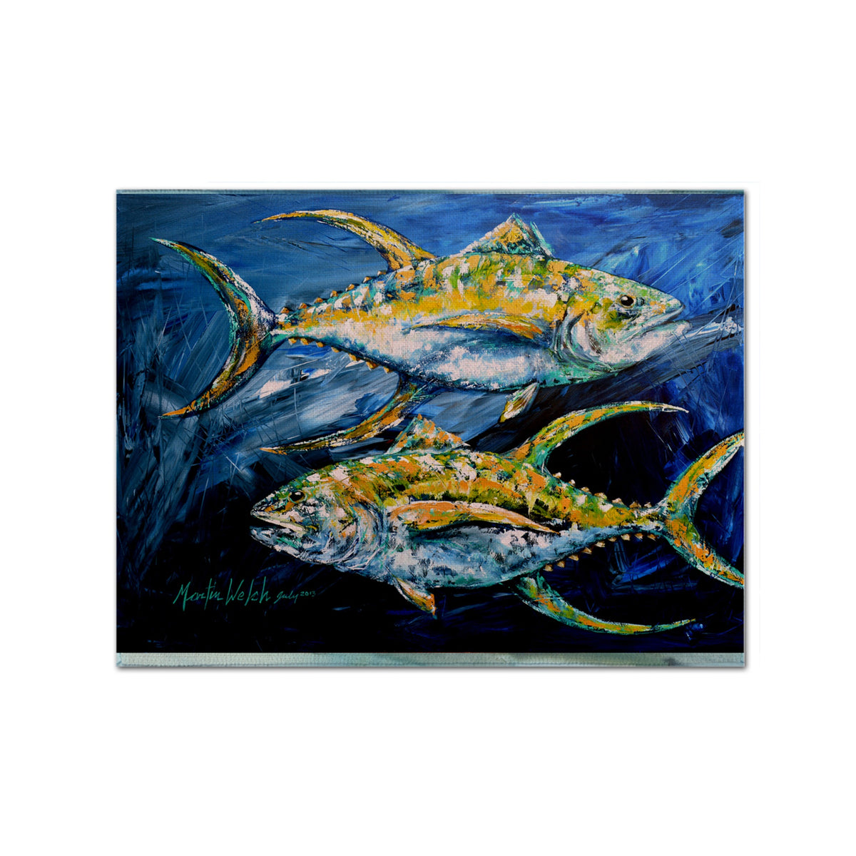 'Caroline'S Treasures Mw1125Plmt Fish-Tuna Tuna Blue Fabric Placemat, Multicolor''