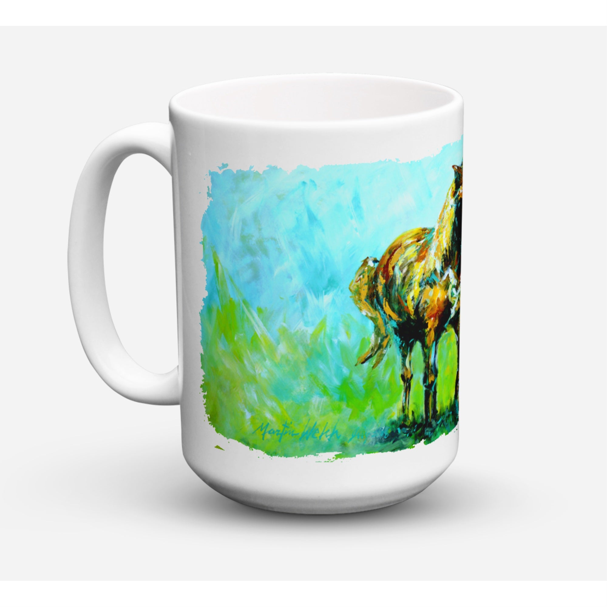 Carolines Treasures MW1126CM15 Horse Grazin Microwavable Ceramic Coffee Mug 15 oz Multicolor