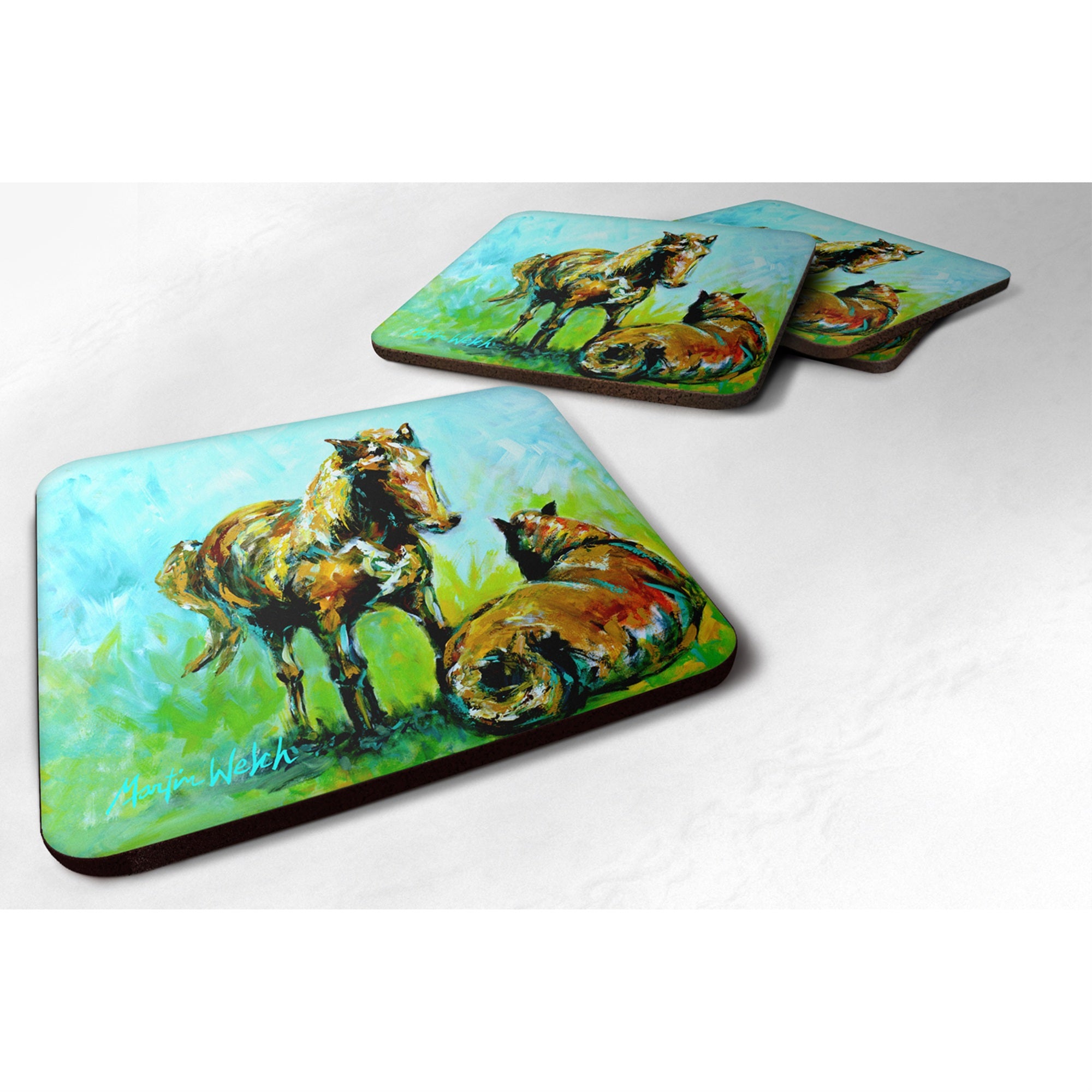'Caroline'S Treasures Mw1126Fc Horse Grazin Foam Coasters (Set Of 4), 3.5'''' H X 3.5'''' W, Multicolor''