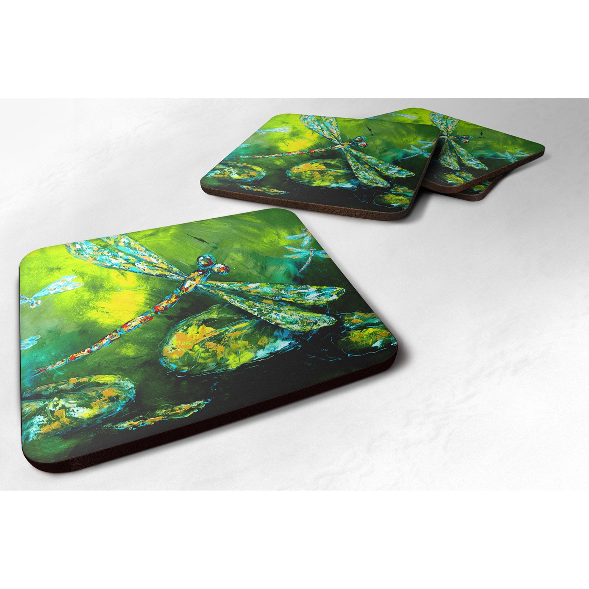 'Caroline'S Treasures Mw1128Fc Insect-Dragonfly Summer Flies Foam Coasters (Set Of 4), 3.5'''' H X 3.5'''' W, Multicolor''
