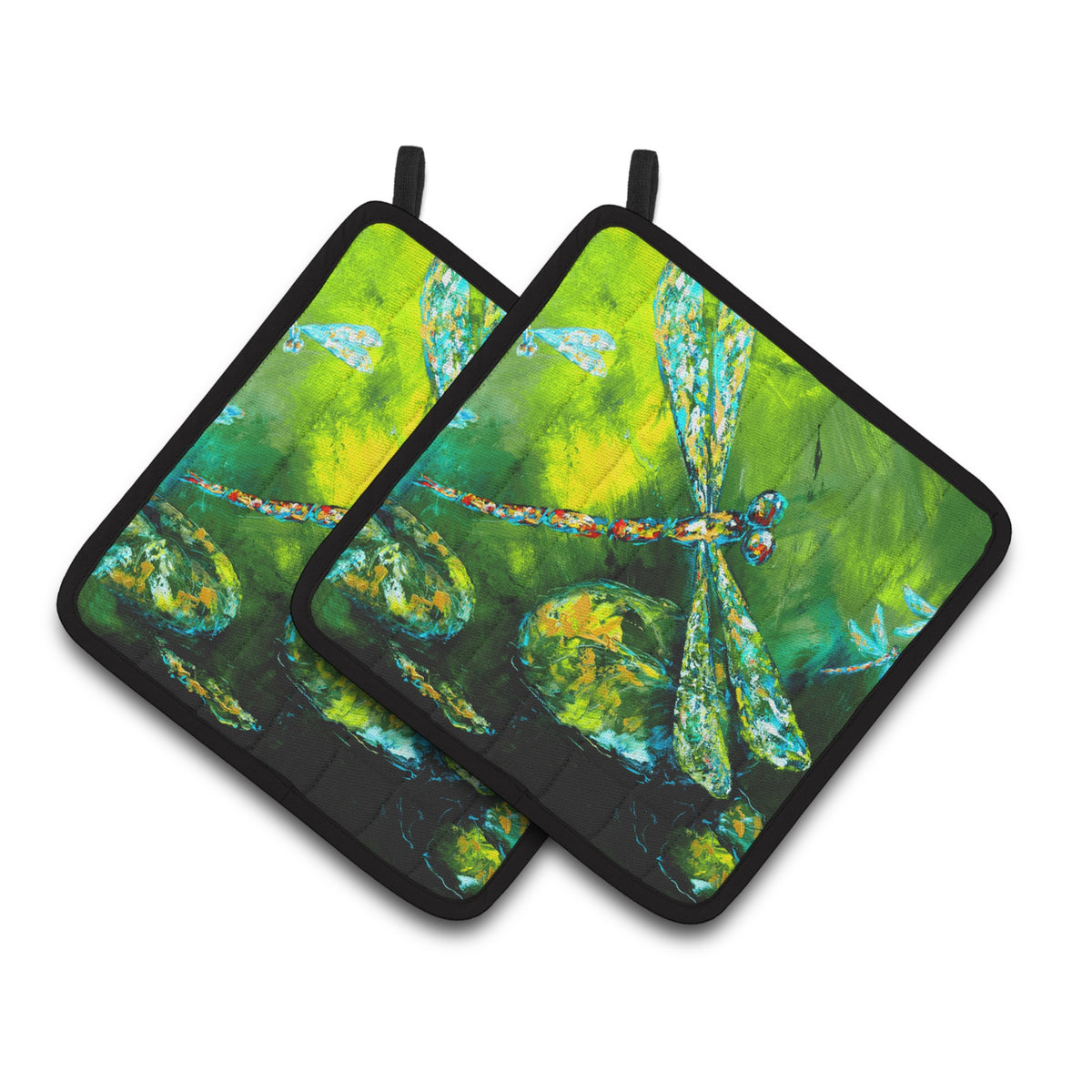 'Caroline'S Treasures Mw1128Pthd Insect ''''Dragonfly'''' Summer Flies Pot Holders (1 Pair), 7.5'''' X 7.5'''', Multicolor''