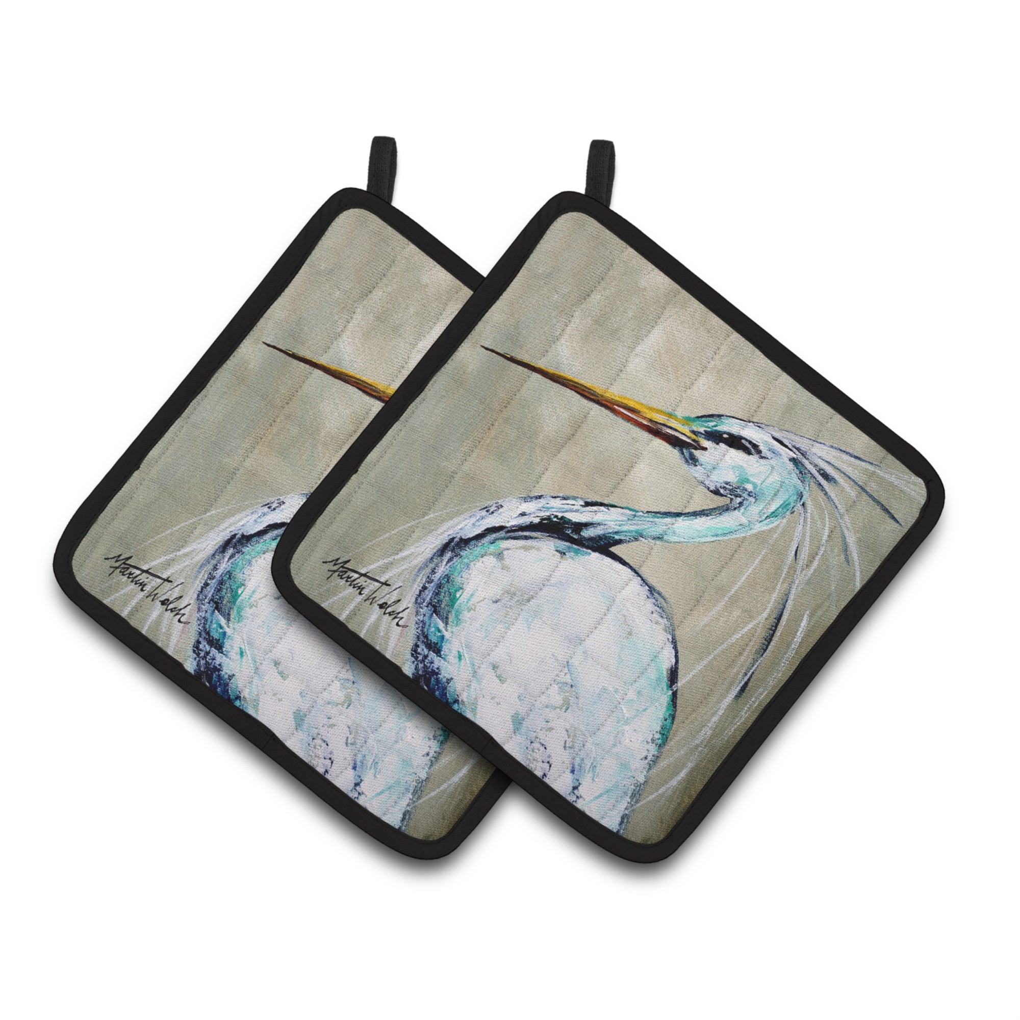 'Caroline'S Treasures Blue Heron Smitty'S Brother Pair Of Pot Holders Mw1132Pthd, 7.5Hx7.5W, Multicolor''