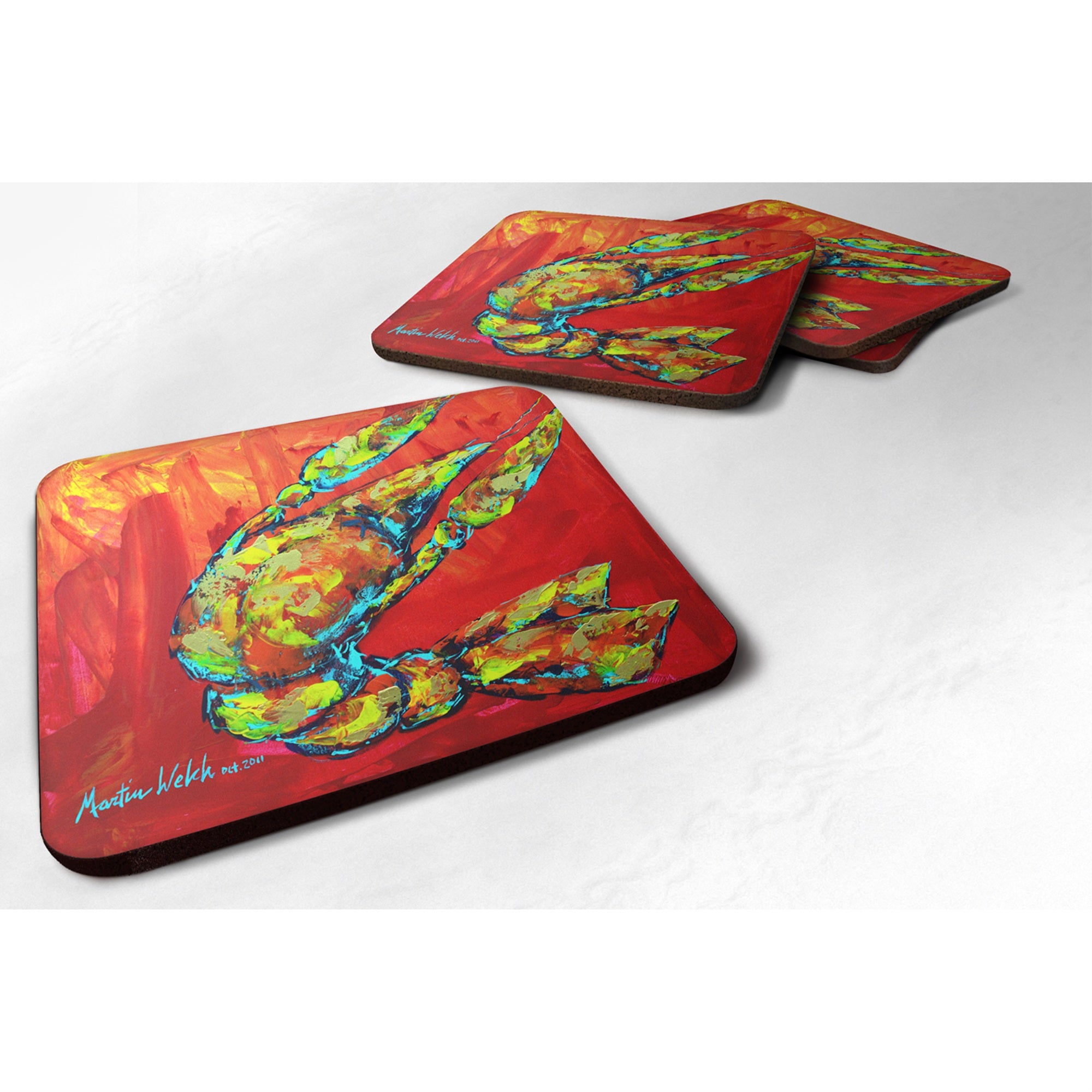'Caroline'S Treasures Mw1134Fc Crawfish Hot Craw Foam Coasters (Set Of 4), 3.5'''' H X 3.5'''' W, Multicolor''