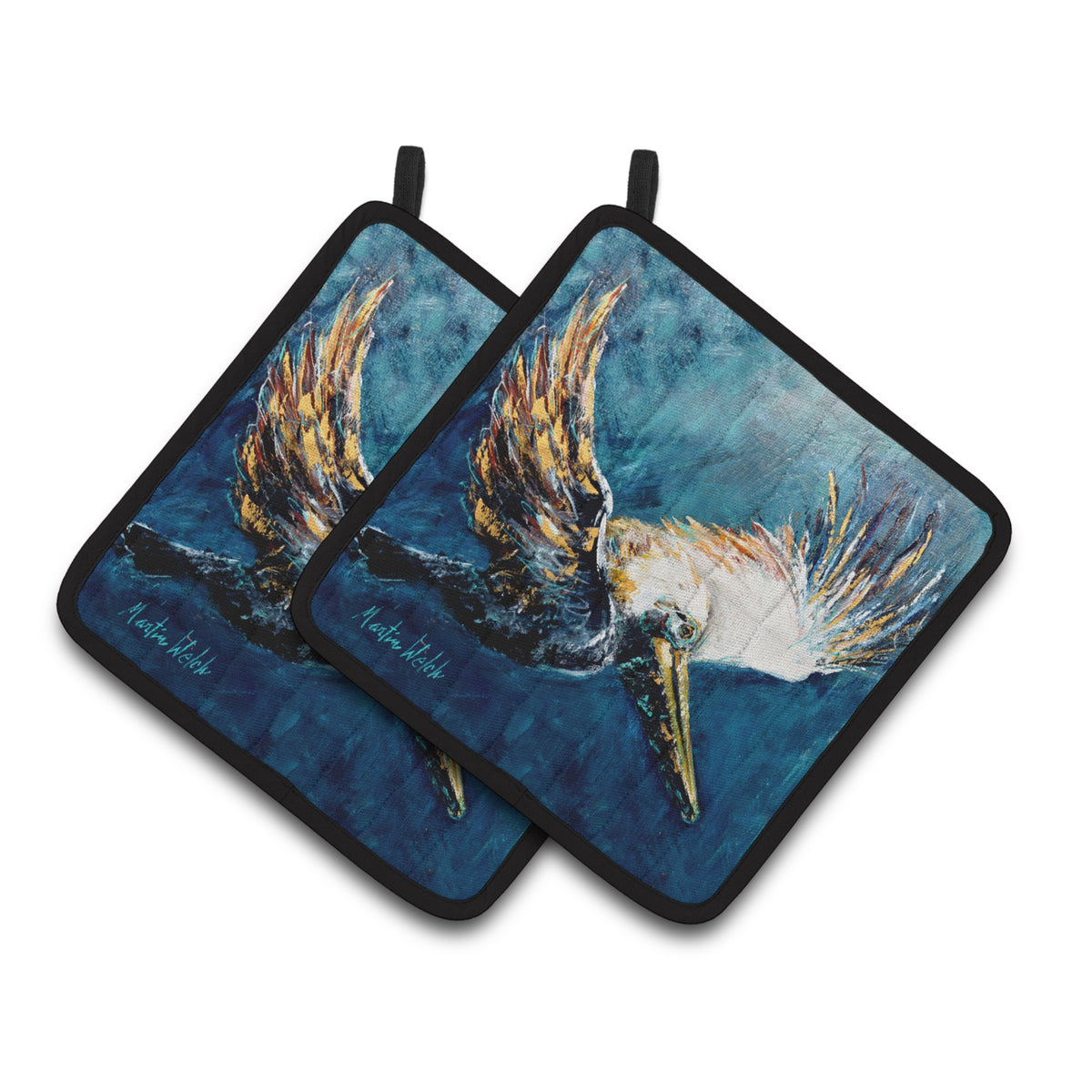 'Caroline'S Treasures Pelican Go For It Pair Of Pot Holders Mw1135Pthd, 7.5Hx7.5W, Multicolor''