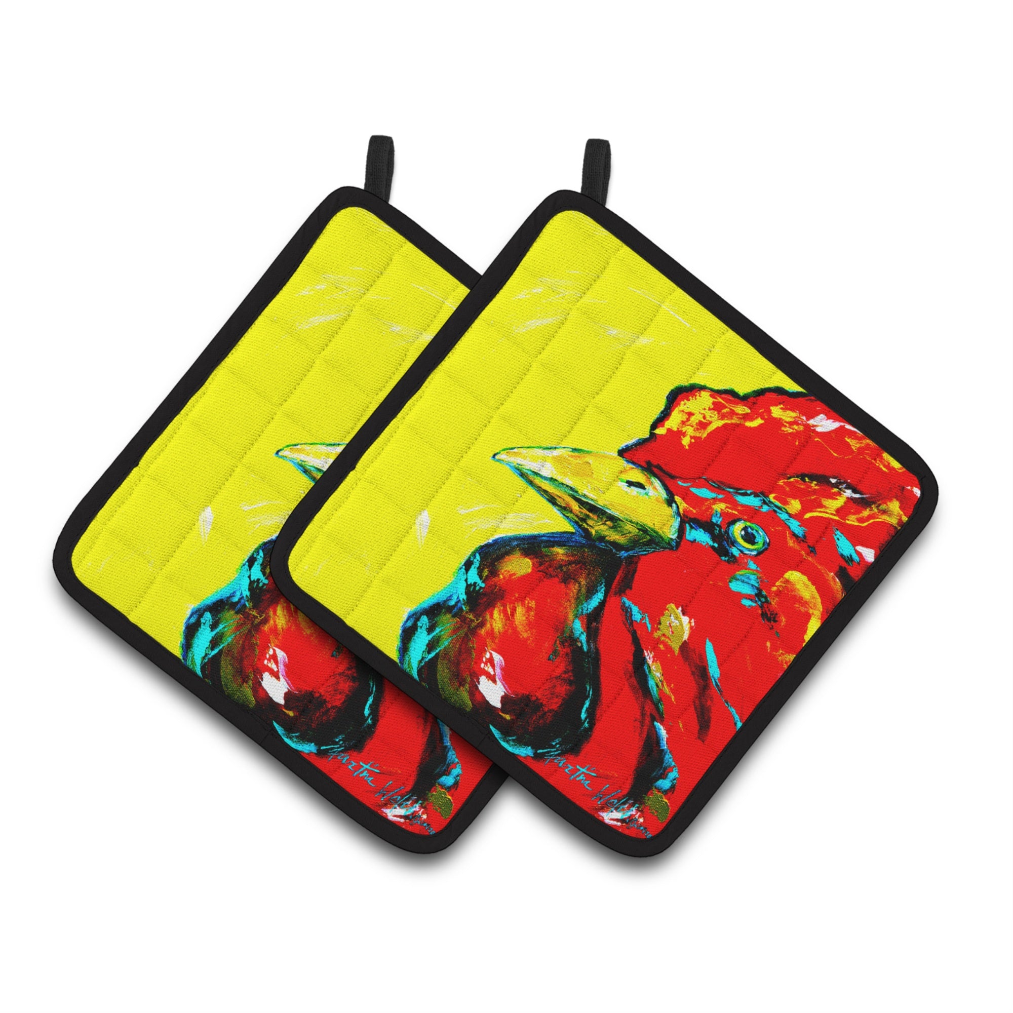 'Caroline'S Treasures Rooster Big Head Pair Of Pot Holders Mw1138Pthd, 7.5Hx7.5W, Multicolor''