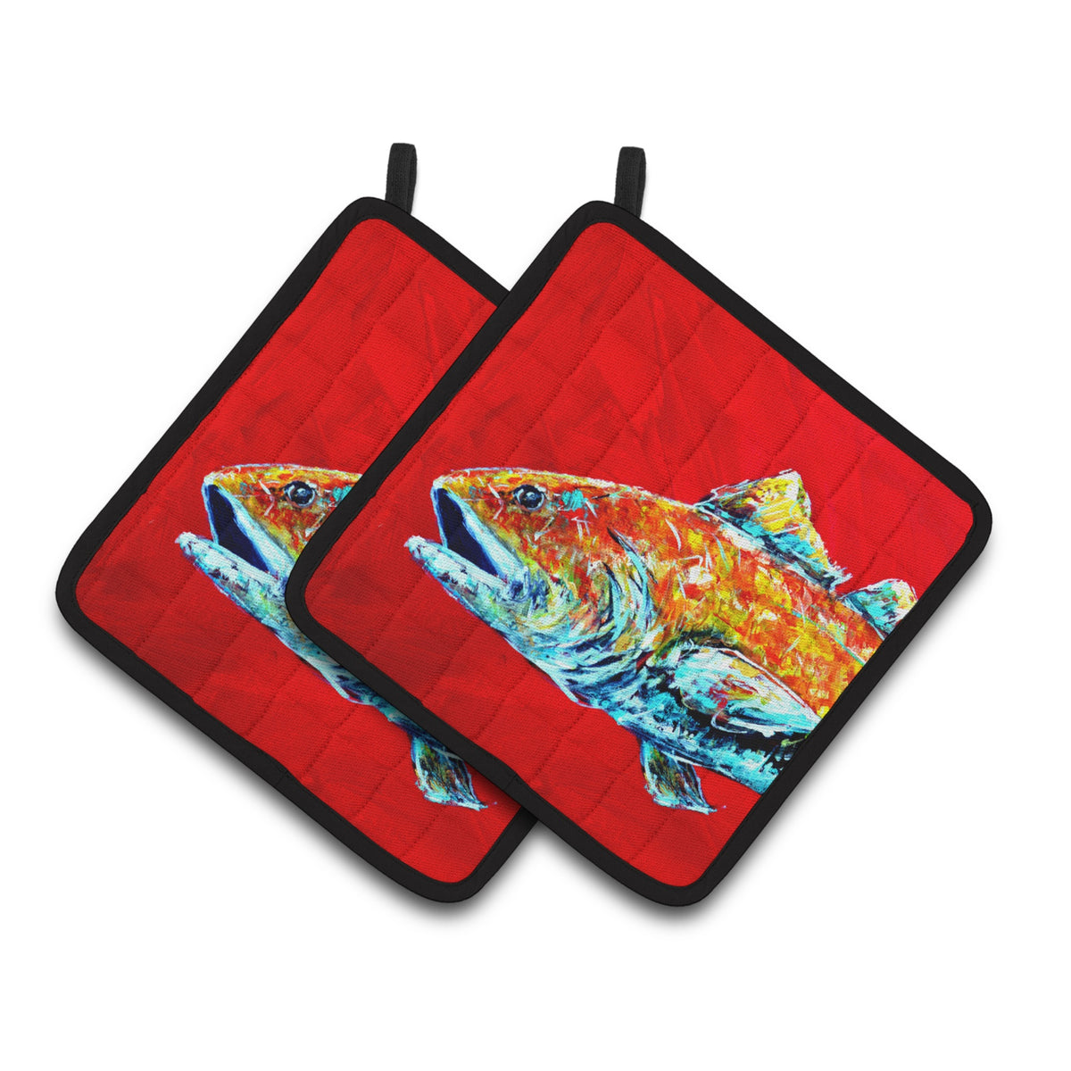 'Caroline'S Treasures Red Fish Alphonzo Head Pair Of Pot Holders Mw1141Apthd, 7.5Hx7.5W, Multicolor''