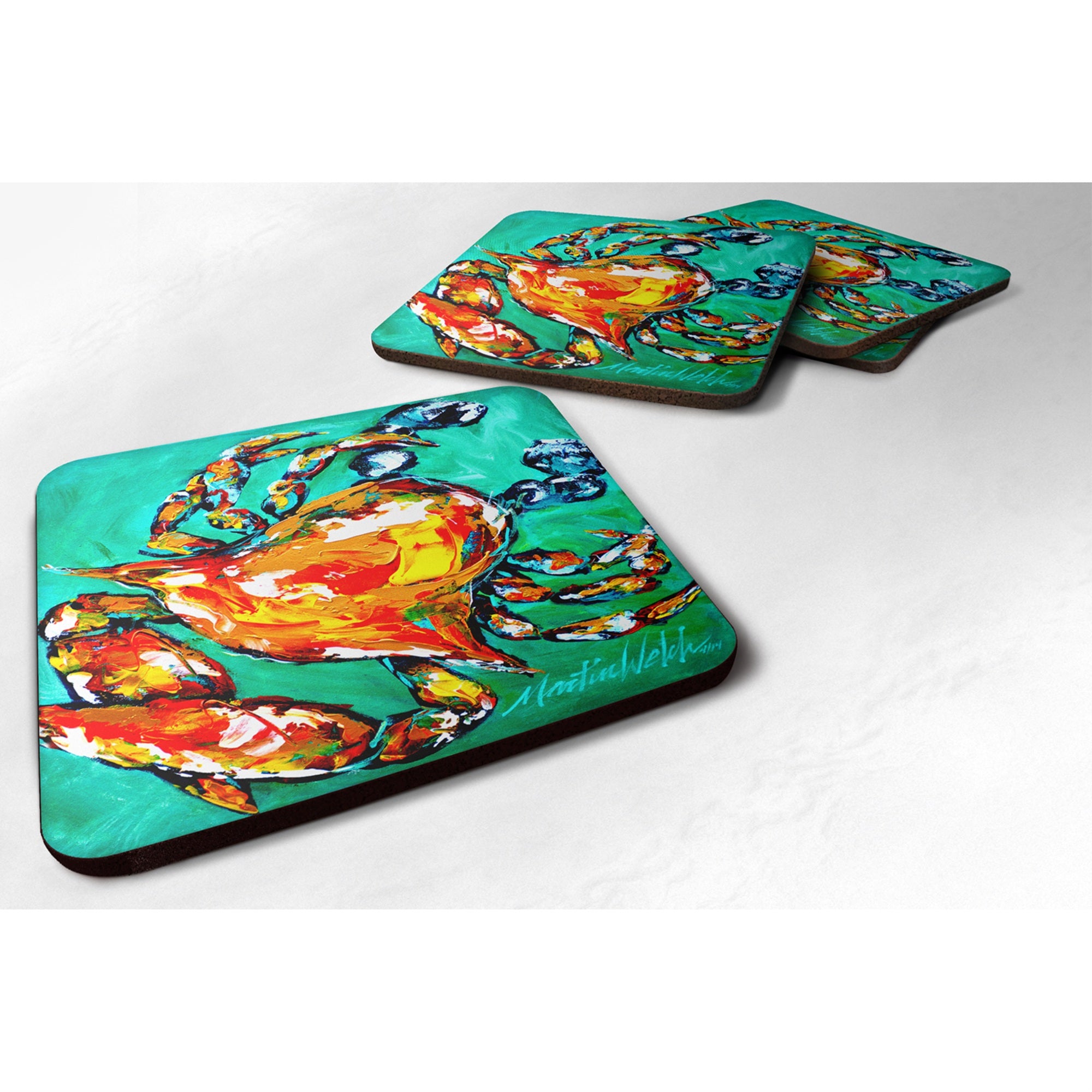 'Caroline'S Treasures Mw1142Fc Crab Foam Coaster, 3.5'''', Multicolor''
