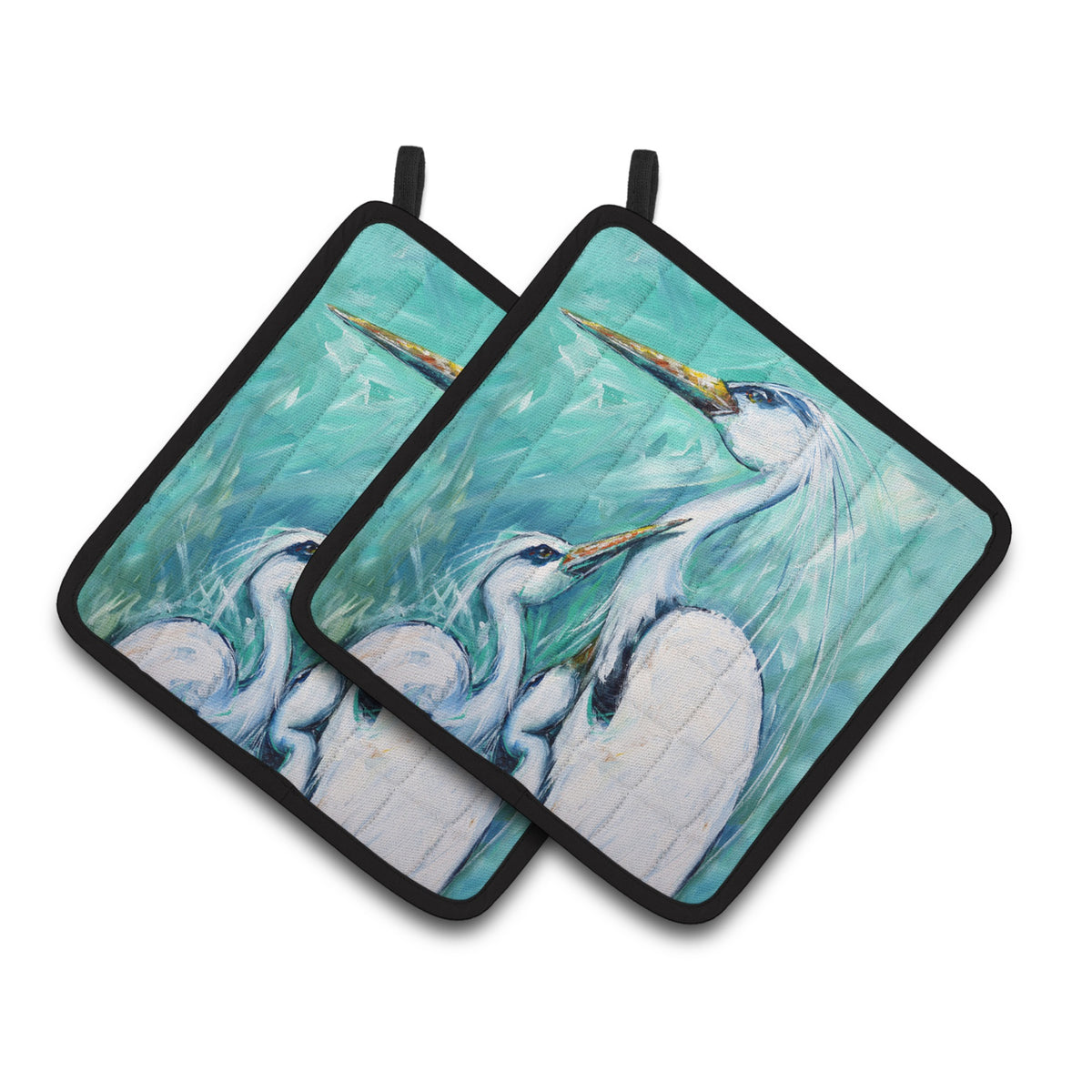 'Caroline'S Treasures Mother'S Love Egret Pair Of Pot Holders Mw1145Pthd, 7.5Hx7.5W, Multicolor''