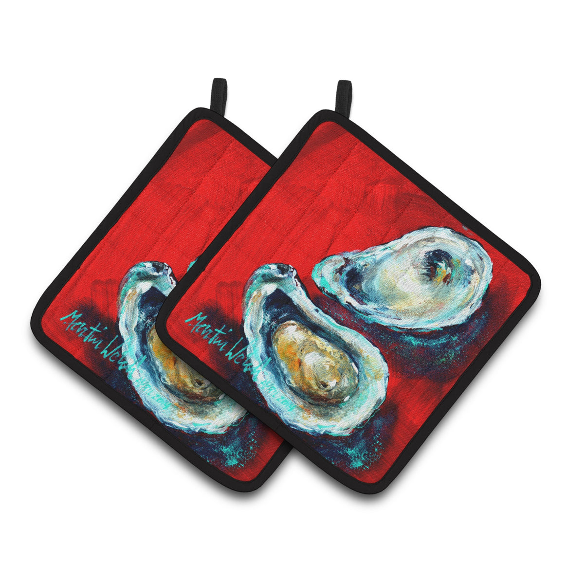 'Caroline'S Treasures Open Up Oyster Pair Of Pot Holders Mw1149Pthd, 7.5Hx7.5W, Multicolor''