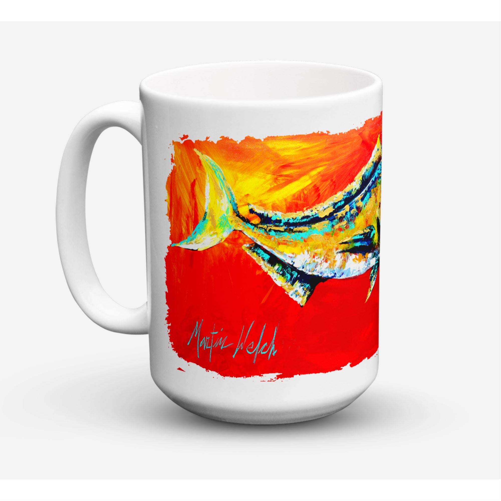 Carolines Treasures MW1156CM15 Danny Dolphin Fish Microwavable Ceramic Coffee Mug 15 oz Multicolor