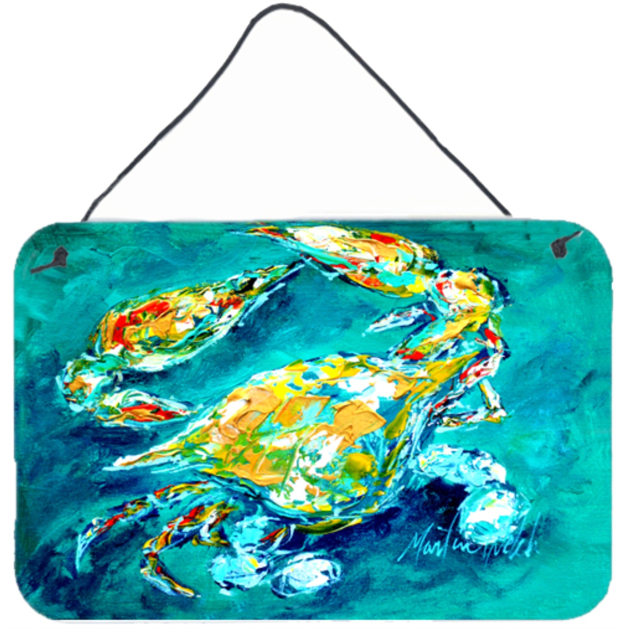 'Caroline'S Treasures By Chance Crab In Aqua Blue Wall Or Door Hanging Prints Mw1162Ds812, 8 X 12''''''