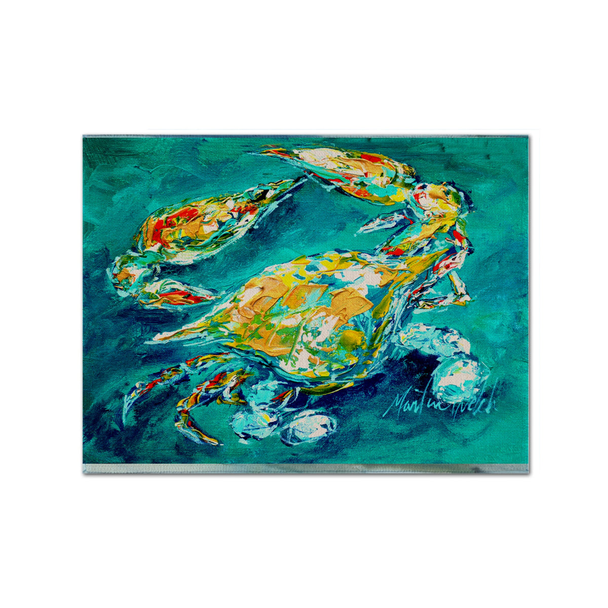 'Caroline'S Treasures Mw1162Plmt By Chance Crab In Aqua Blue Fabric Placemat, Multicolor''