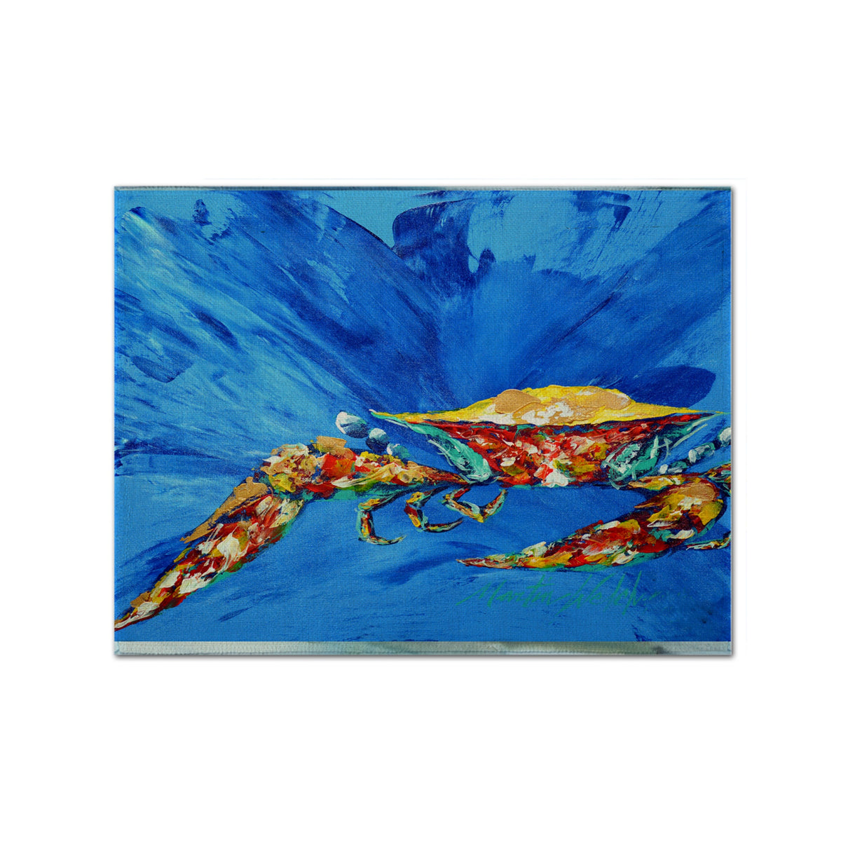 'Caroline'S Treasures Mw1163Plmt Big Spash Crab In Blue Fabric Placemat, Multicolor''