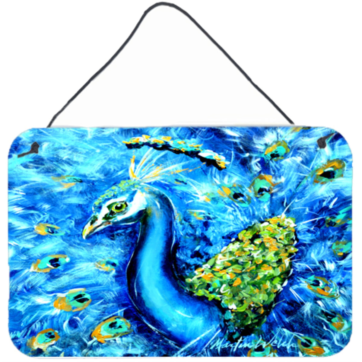 'Caroline'S Treasures Peacock Straight Up In Blue Wall Or Door Hanging Prints Mw1166Ds812, 8 X 12''''''