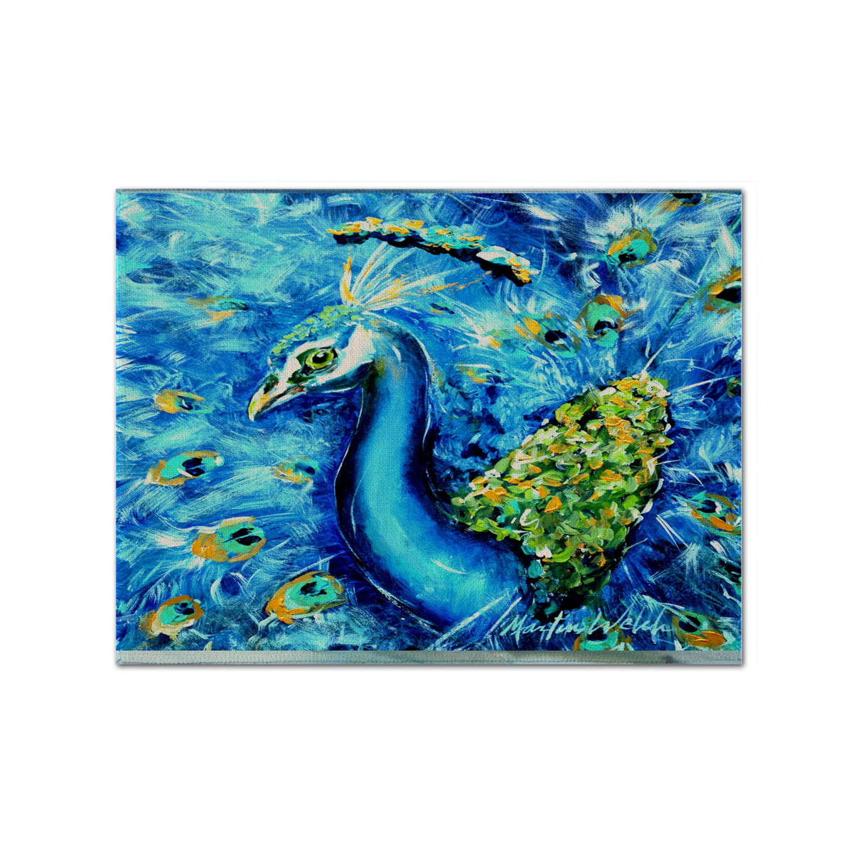 'Caroline'S Treasures Mw1166Plmt Peacock Straight Up In Blue Fabric Placemat, Multicolor''