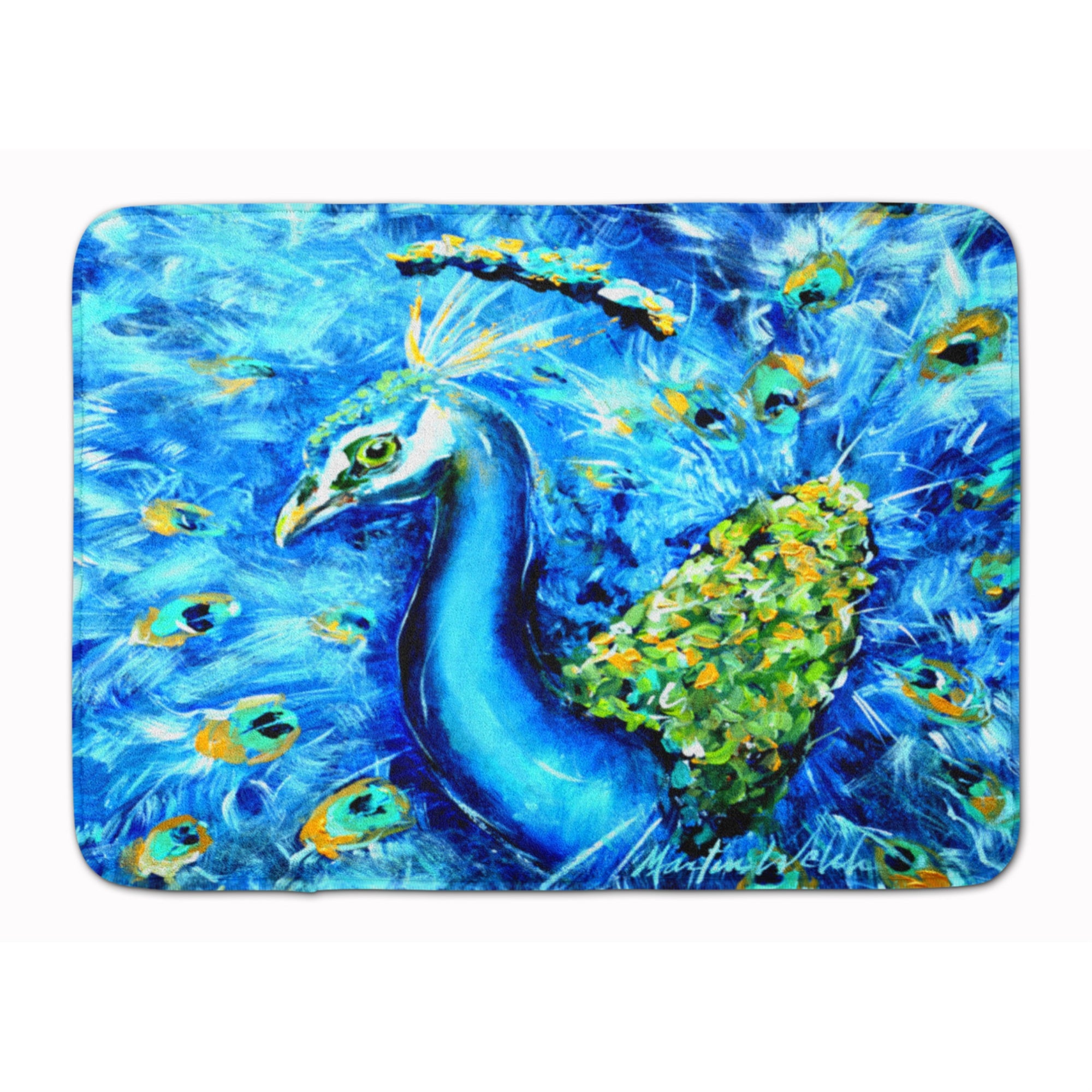 'Caroline'S Treasures Peacock Straight Up In Blue Floor Mat, 19'''' X 27'''', Multicolor''