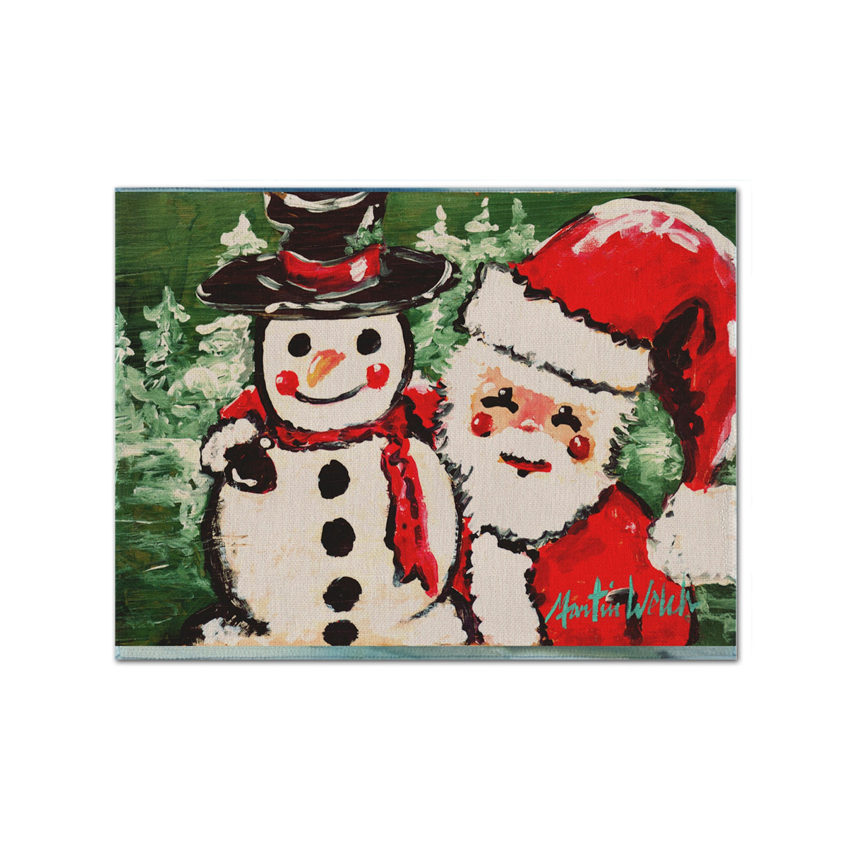 'Caroline'S Treasures Mw1167Plmt Friends Snowman And Santa Claus Fabric Placemat, Multicolor''