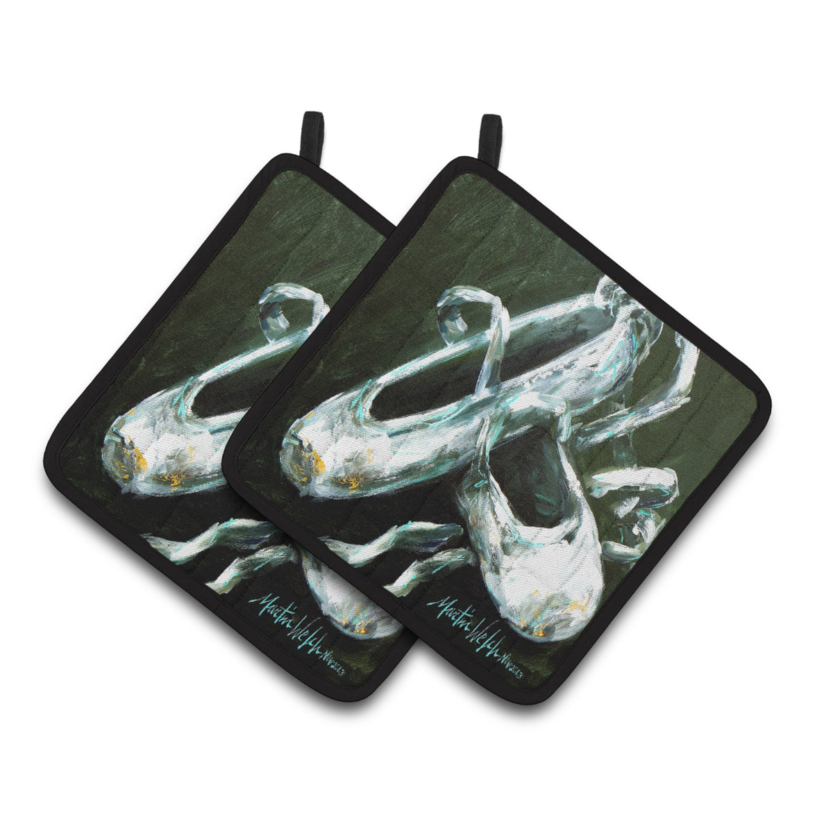 'Caroline'S Treasures Ballet Golden Toes Pair Of Pot Holders Mw1168Pthd, 7.5Hx7.5W, Multicolor''