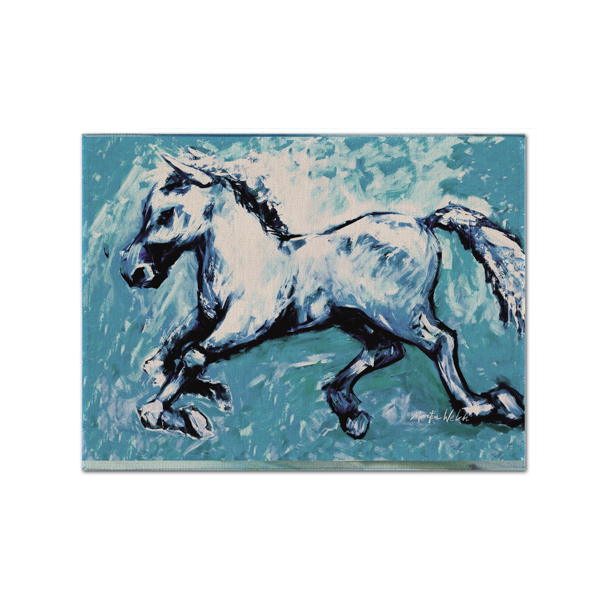 'Caroline'S Treasures Mw1171Plmt Shadow The Horse In Blue Fabric Placemat, Multicolor''