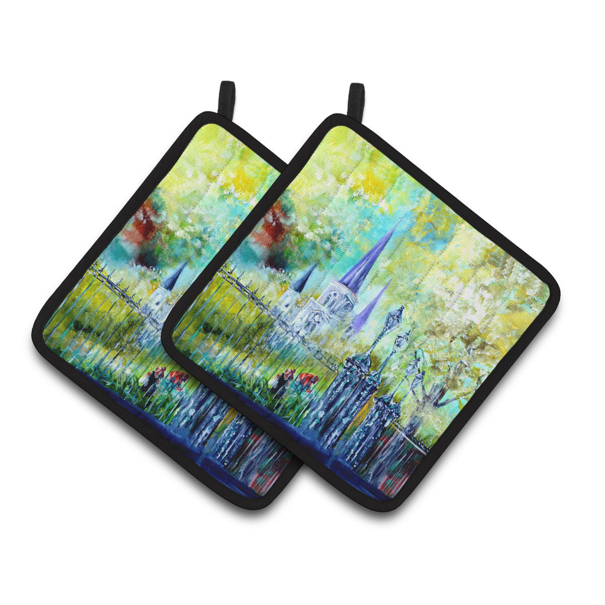 'Caroline'S Treasures Mw1183Pthd Across The Square St Louis Cathedral Pot Holders (1 Pair), 7.5'''' X 7.5'''', Multicolor''