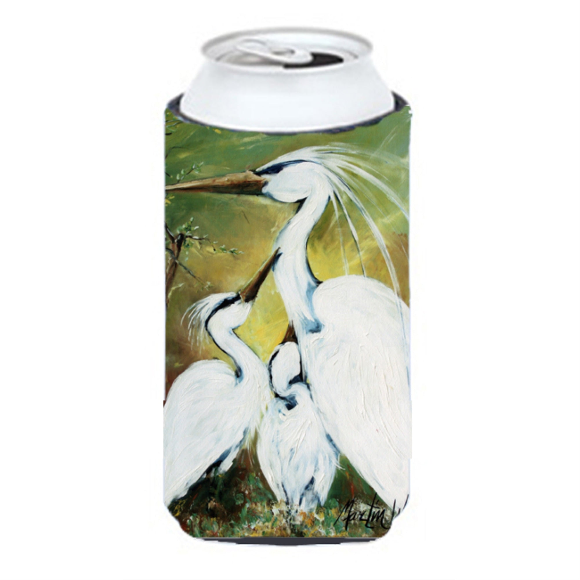 Blessing At Feeding Time Egret Family Tall Boy Beverage Insulator Hugger Mw1186Tbc