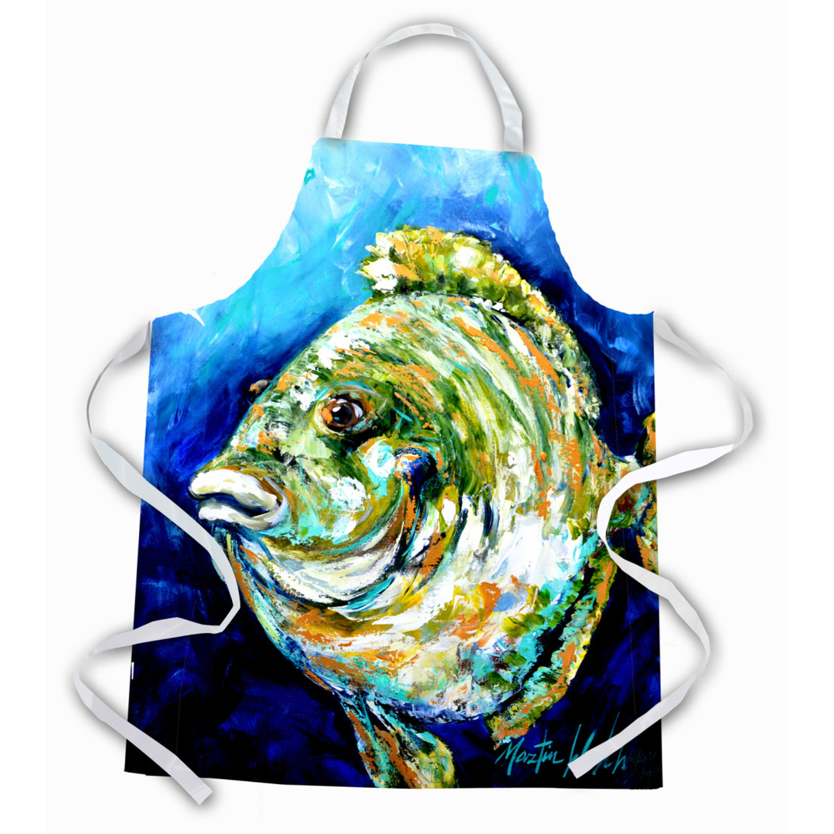 'Caroline'S Treasures Mw1199Apron Lucky Blue Gill Fish Apron, Large, Multicolor''