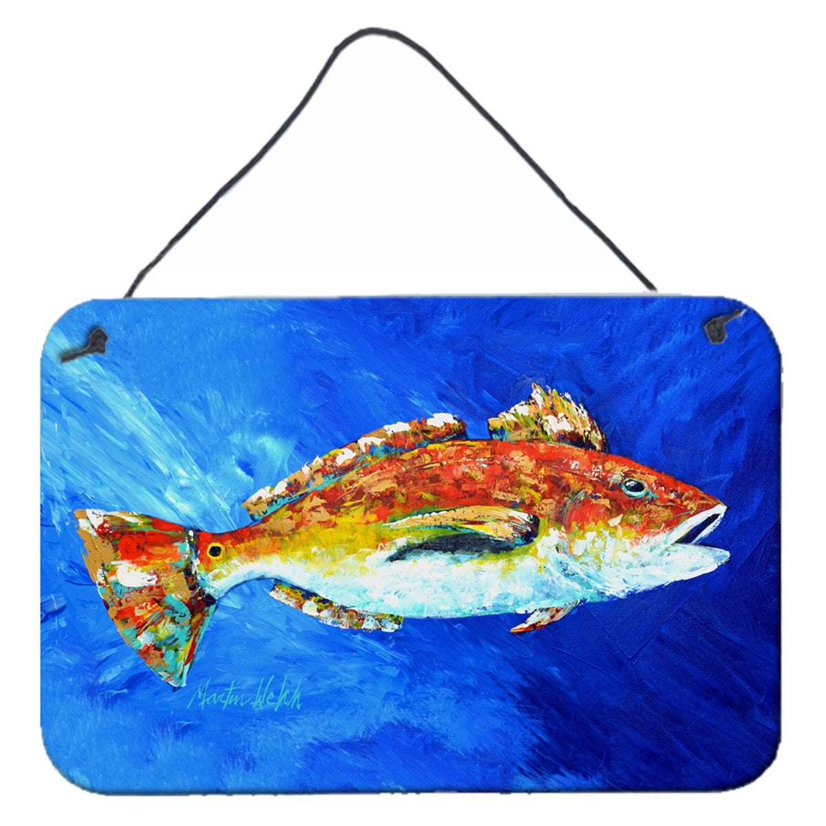 'Caroline'S Treasures Red Fish White Spin Wall Or Door Hanging Prints Mw1212Ds812, 8'''' X 12''''''