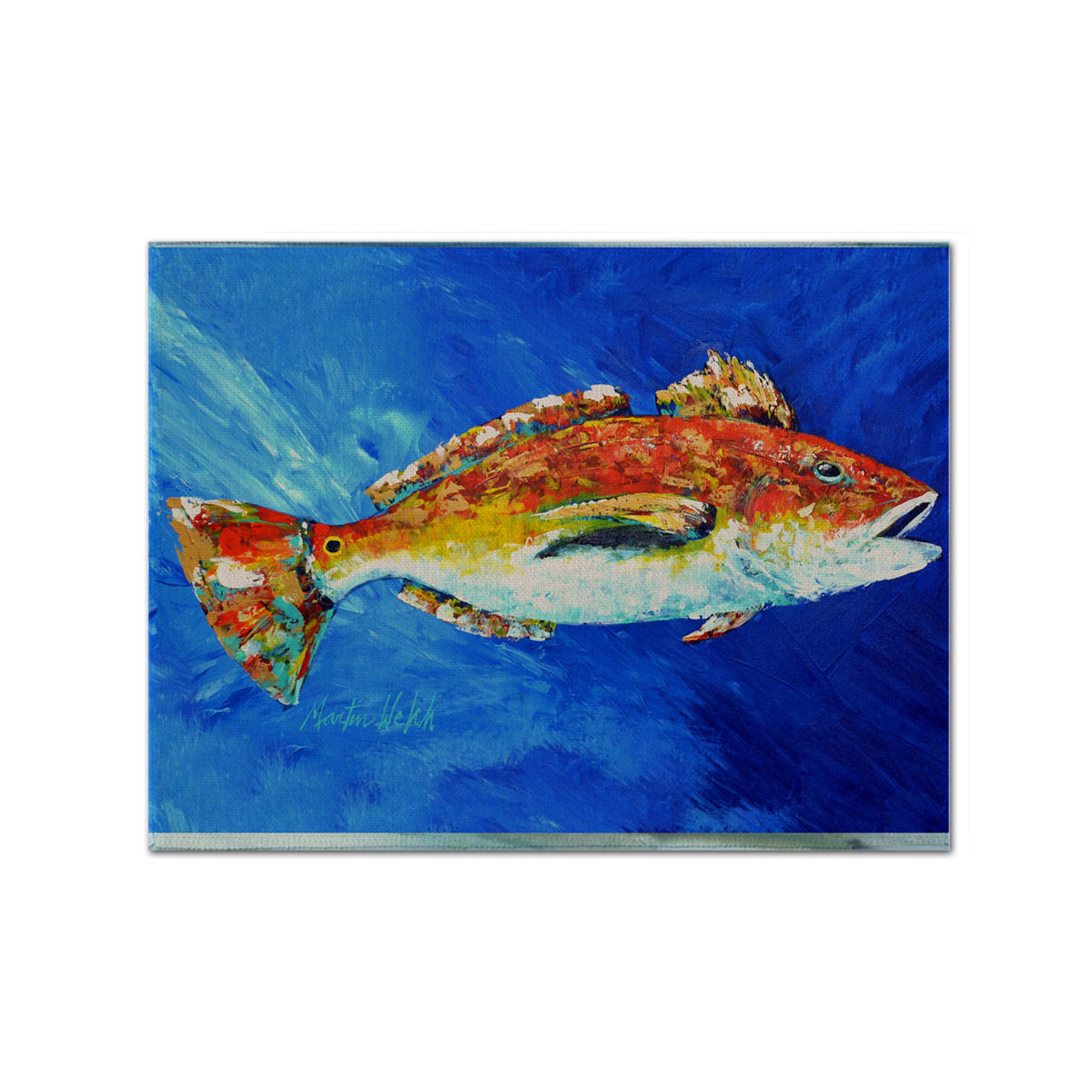 'Caroline'S Treasures Mw1212Plmt Red Fish White Spin Fabric Placemat, Multicolor''
