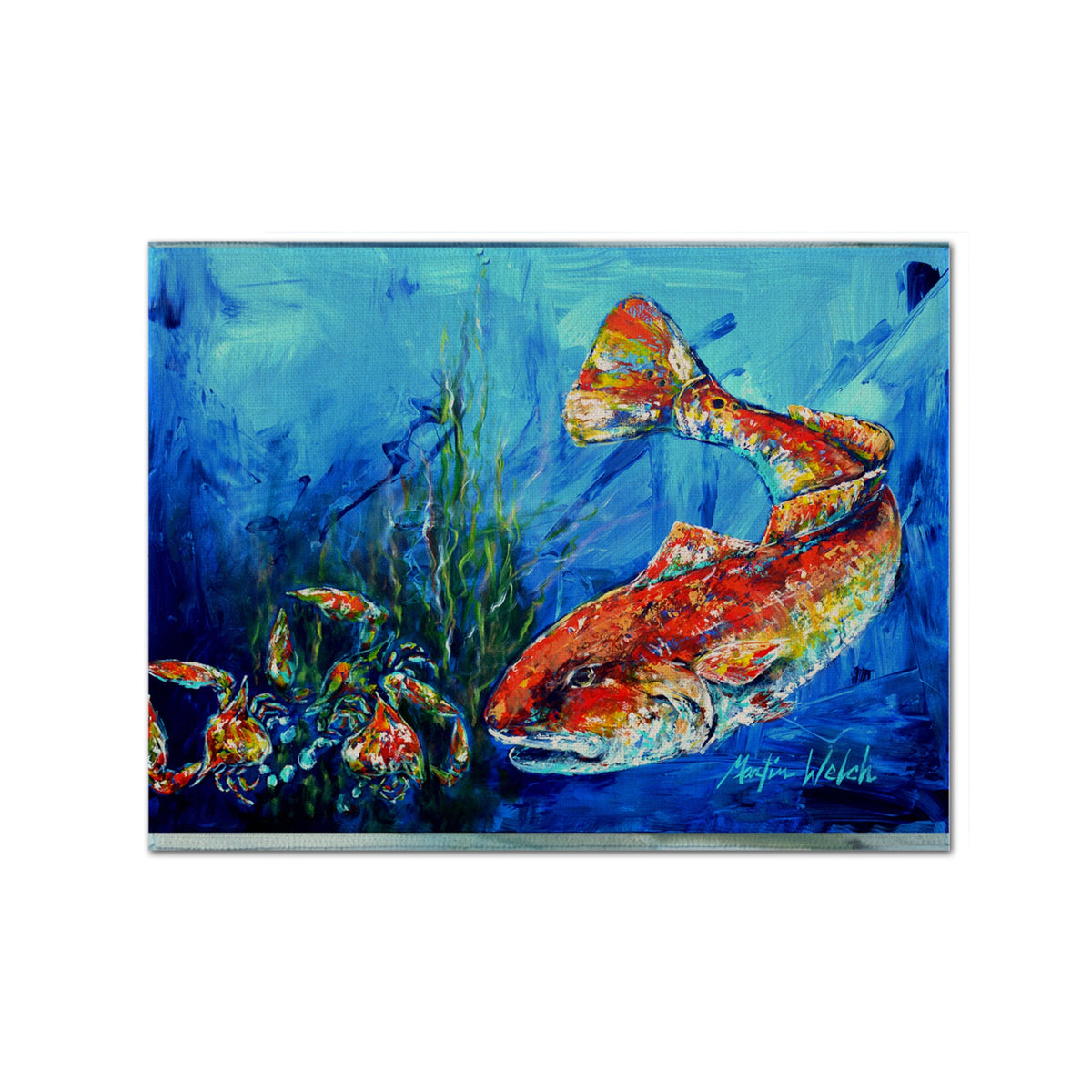'Caroline'S Treasures Mw1214Plmt Scattered Red Fish Fabric Placemat, Multicolor''