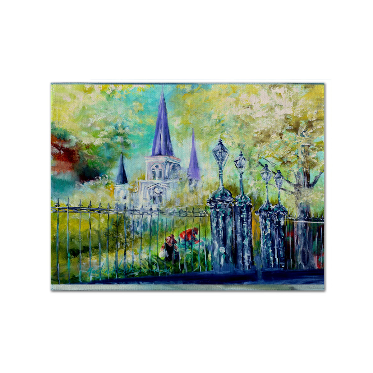 'Caroline'S Treasures Mw1217Plmt St Louis Cathedral Across The Square Fabric Placemat, Multicolor''