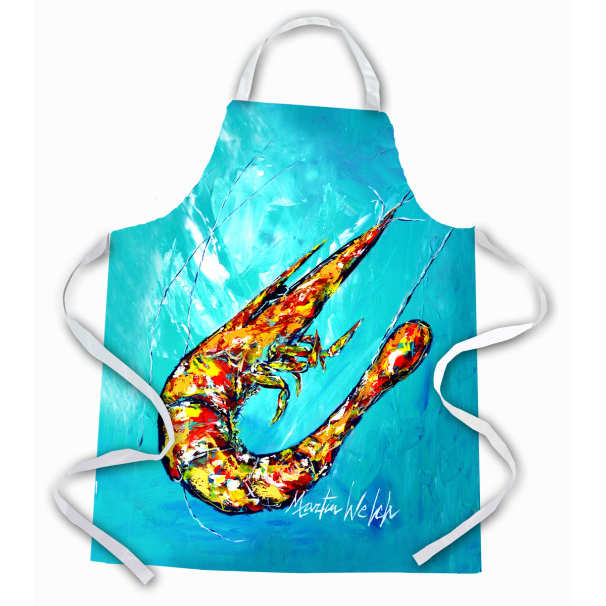 'Caroline'S Treasures Mw1242Apron All That Jazz Teal Shrimp Apron, Large, Multicolor''