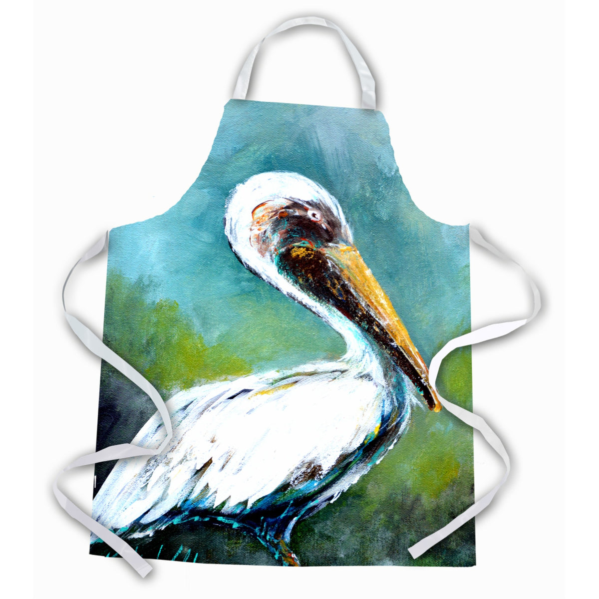 'Caroline'S Treasures Mw1245Apron Blue Stand Pelican Apron, Large, Multicolor''