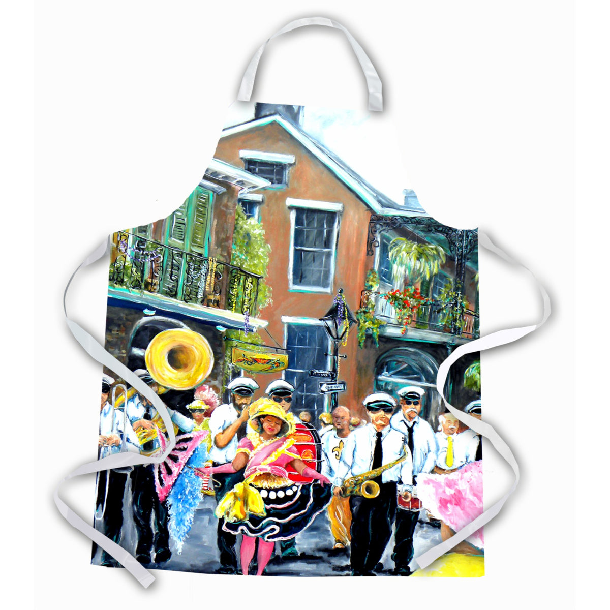 'Caroline'S Treasures Mw1246Apron New Orleans French Quarter Frolic Apron, Large, Multicolor''
