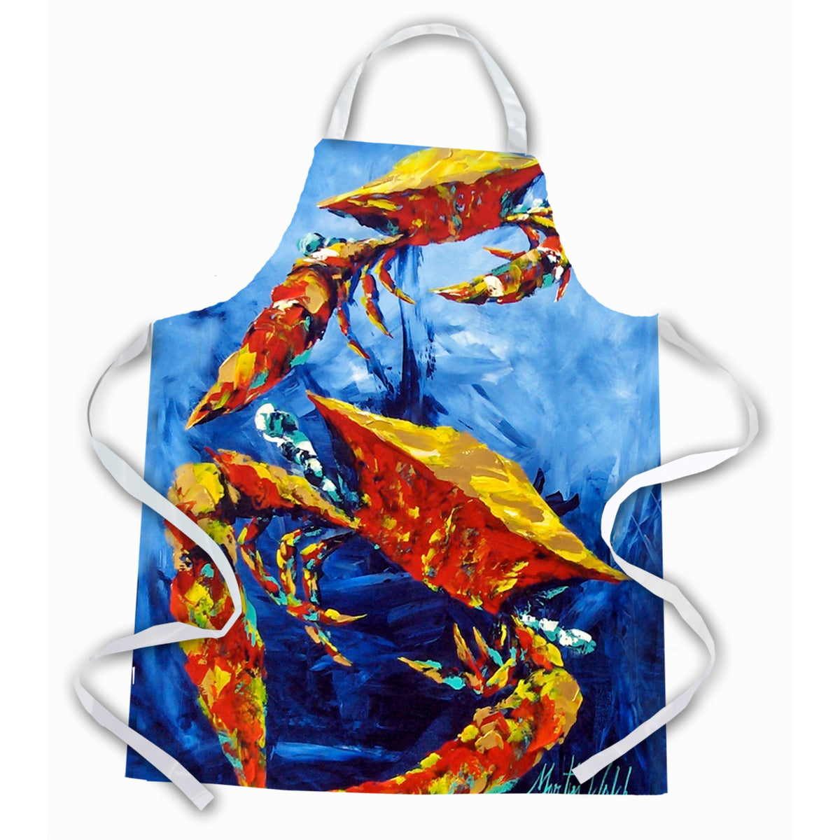 'Caroline'S Treasures Mw1253Apron Puddle O' Two Crabs Apron, Large, Multicolor''