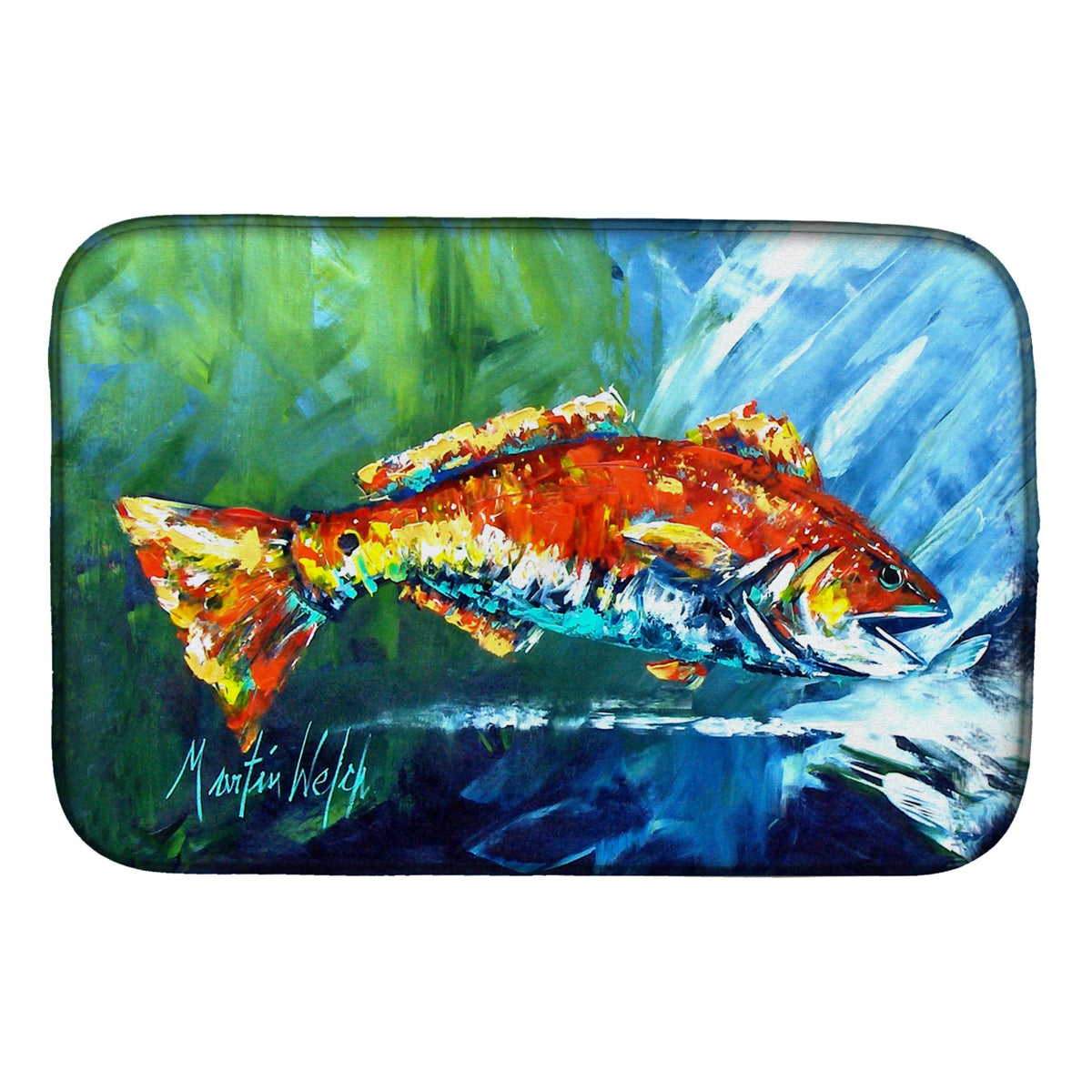 'Caroline'S Treasures Mw1270Ddm Break Through Red Fish Dish-Drying-Mats, 14 X 21, Multicolor''