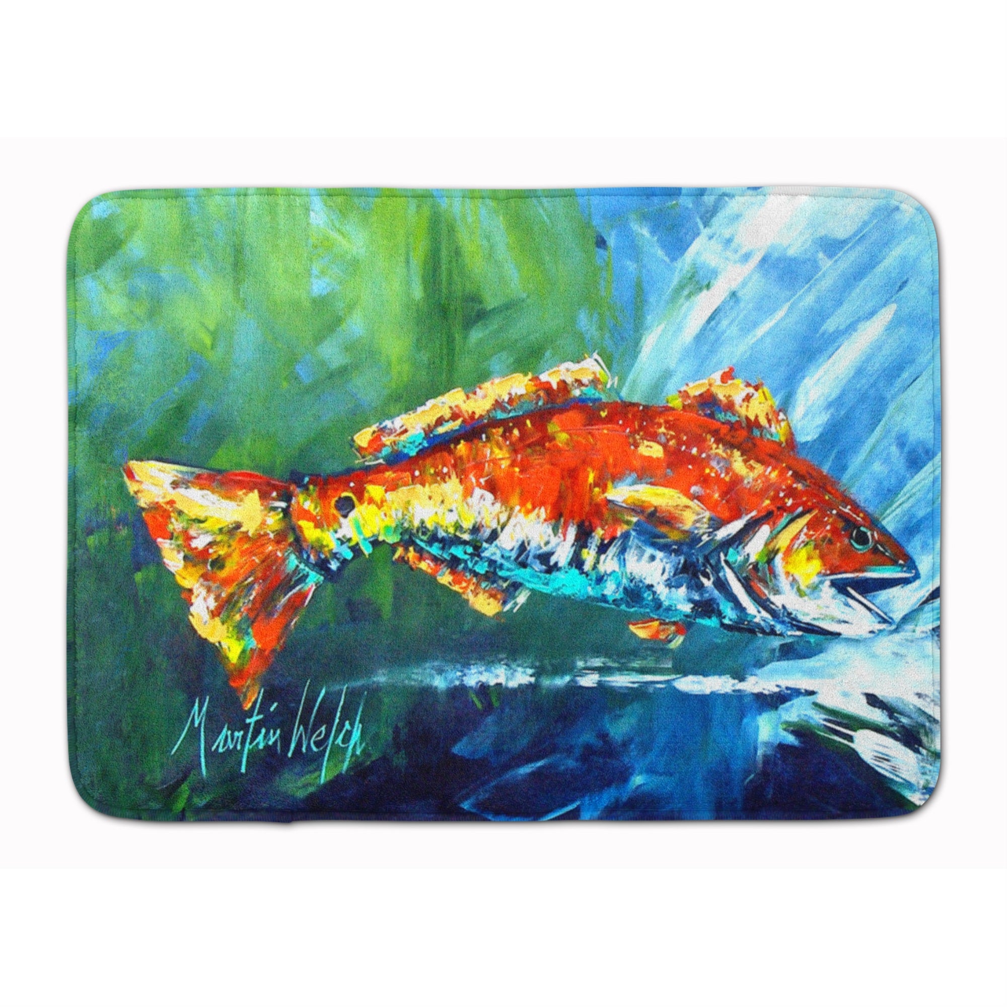 'Caroline'S Treasures Break Through Red Fish Machine Washable Memory Foam Mat Doormats, Multicolor''