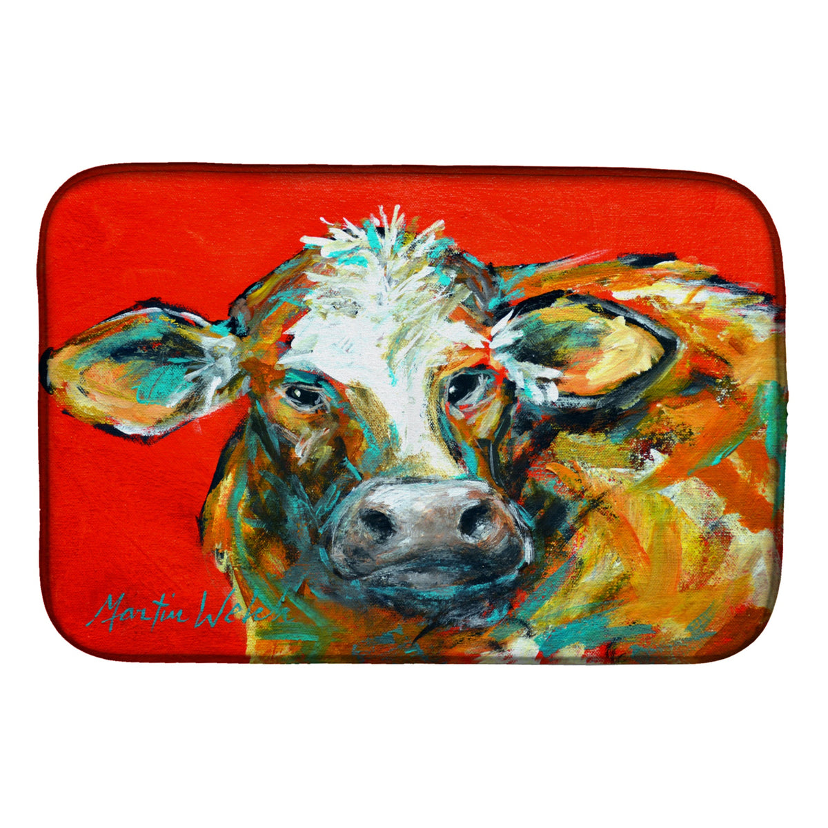 'Caroline'S Treasures Mw1272Ddm Caught Red Handed Cow Dish-Drying-Mats, 14 X 21, Multicolor''