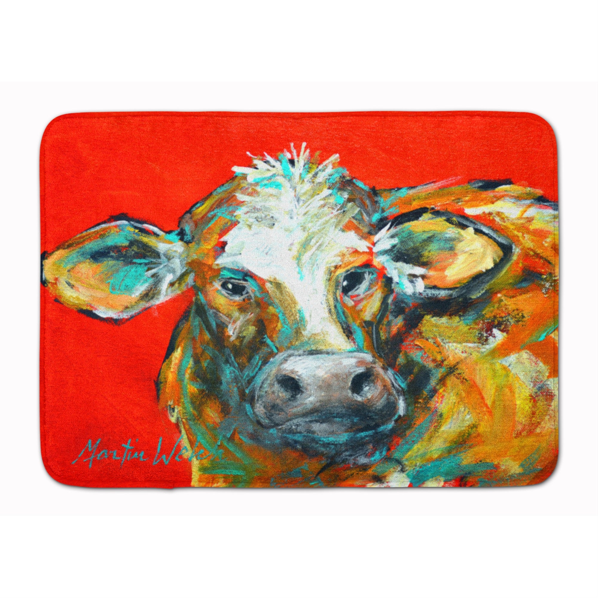 'Caroline'S Treasures Caught Red Handed Cow Machine Washable Memory Foam Mat Doormats, Multicolor''