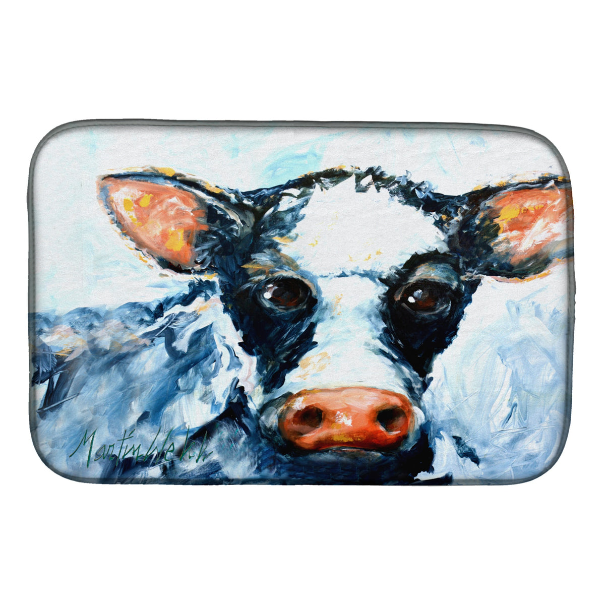 'Caroline'S Treasures Mw1273Ddm Lick Black And White Cow Dish-Drying-Mats, 14 X 21, Multicolor''