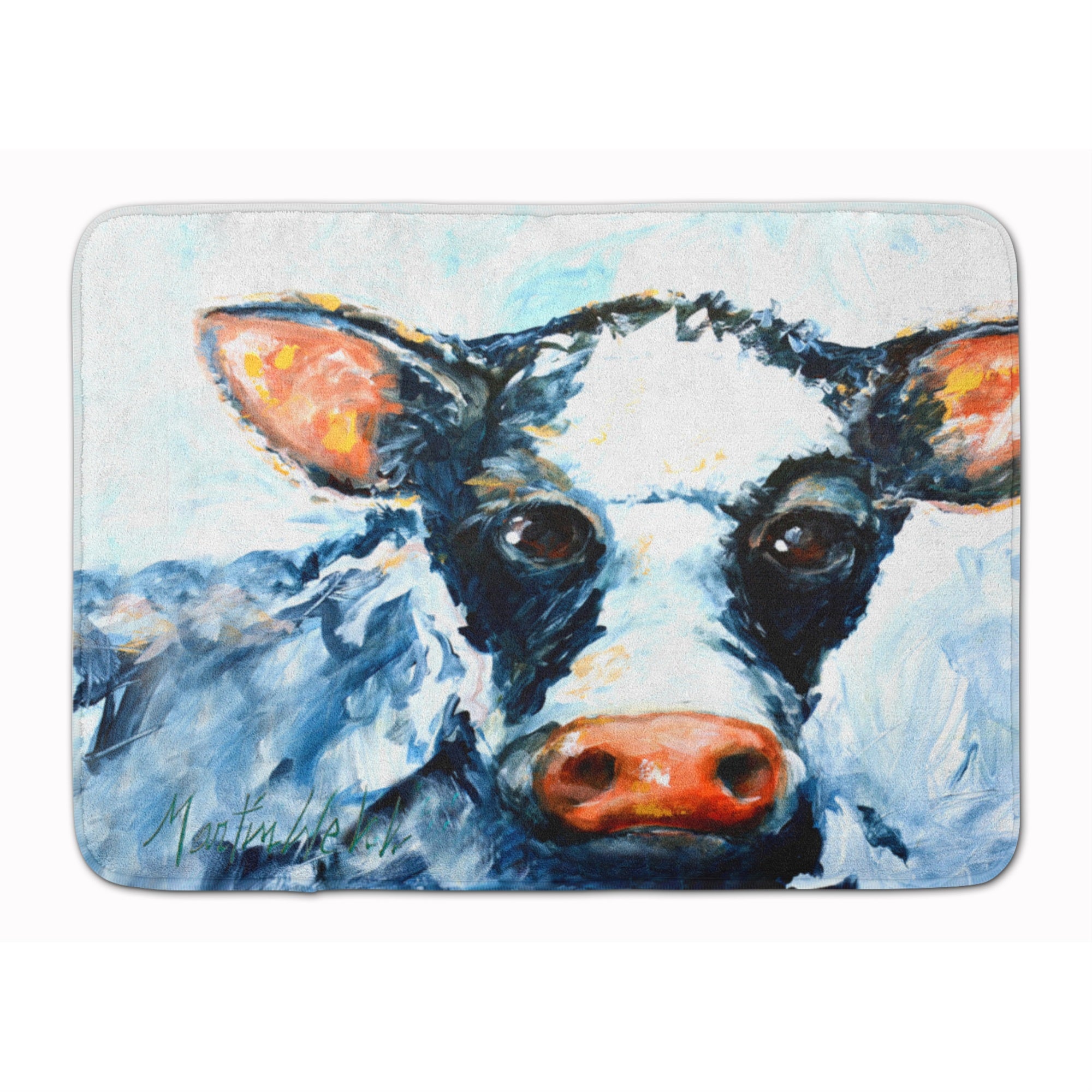 Caroline'S Treasures Lick Black And White Cow Machine Washable Memory Foam Mat Doormats