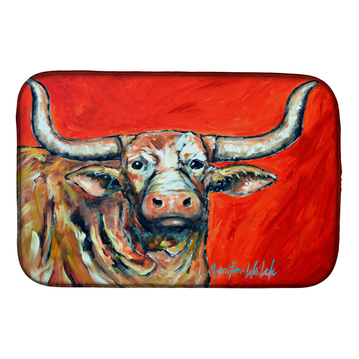 'Caroline'S Treasures Mw1281Ddm See Red Longhorn Cow Dish-Drying-Mats, 14 X 21, Multicolor''