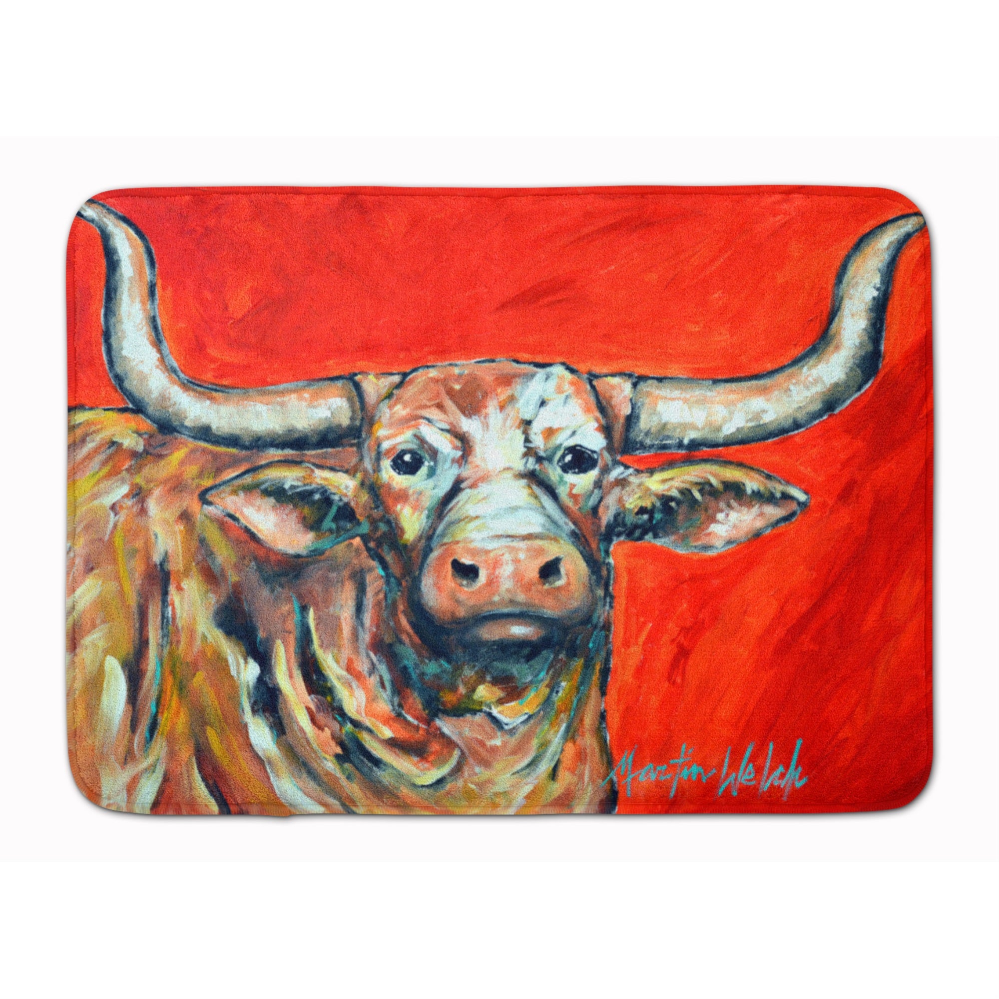 'Caroline'S Treasures See Red Longhorn Cow Machine Washable Memory Foam Mat Doormats, Multicolor''