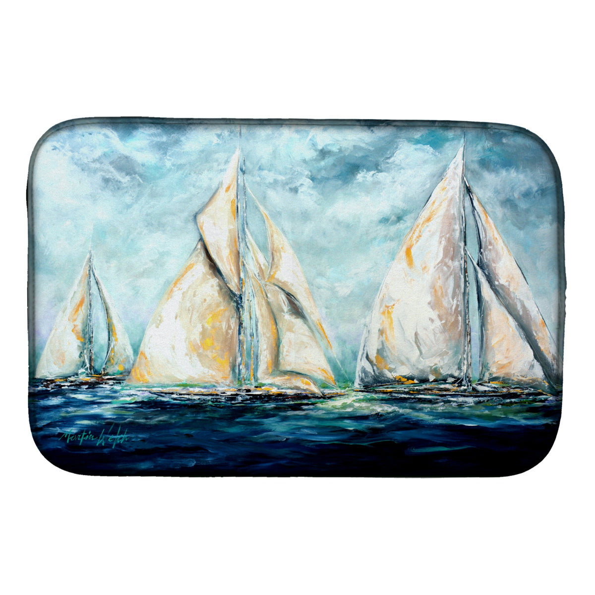 'Caroline'S Treasures Mw1283Ddm The Last Mile Sail Boats Dish-Drying-Mats, 14 X 21, Multicolor''