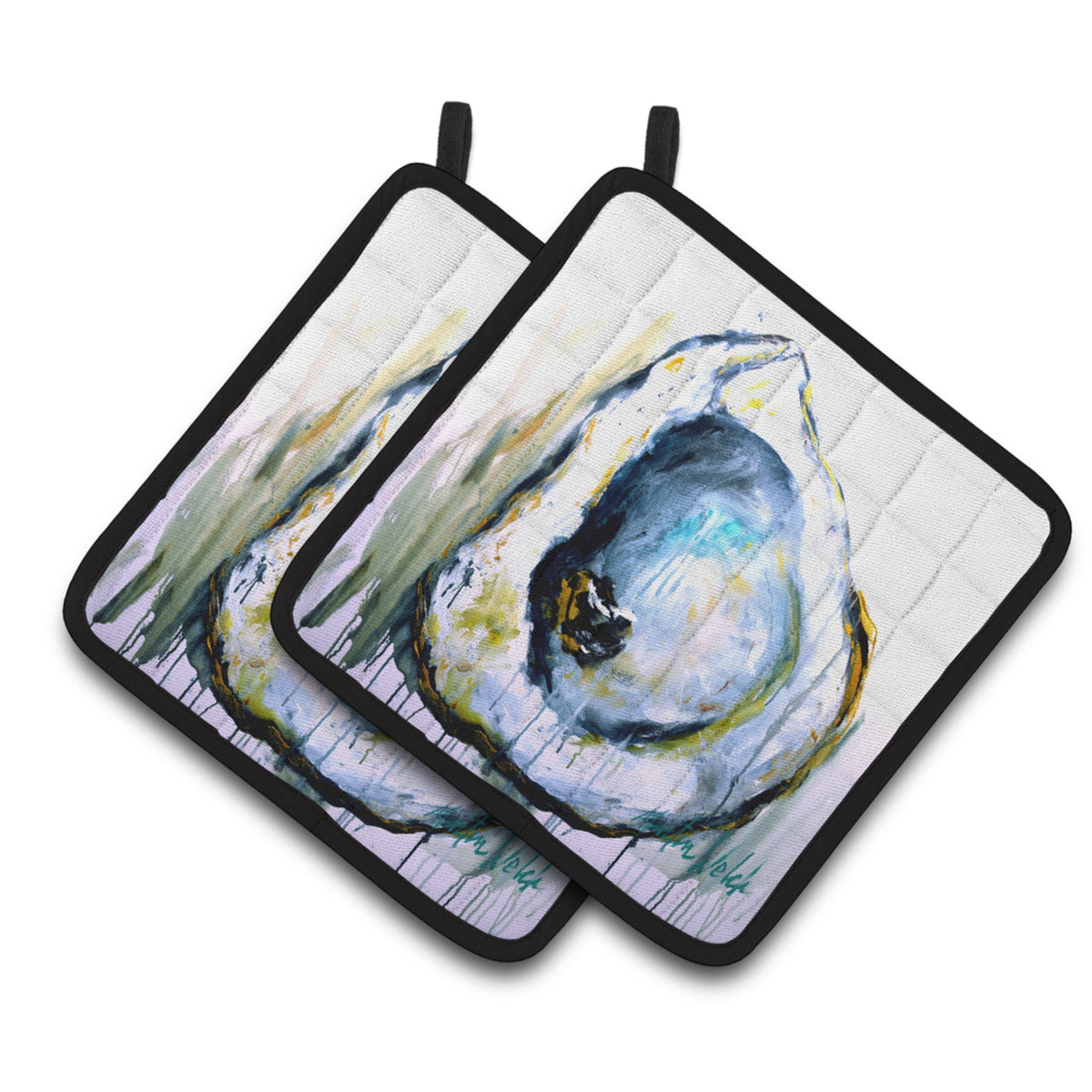 'Caroline'S Treasures Mw1300Pthd Aqua Sand Oyster Pair Of Pot Holders Potholders, Multicolor''